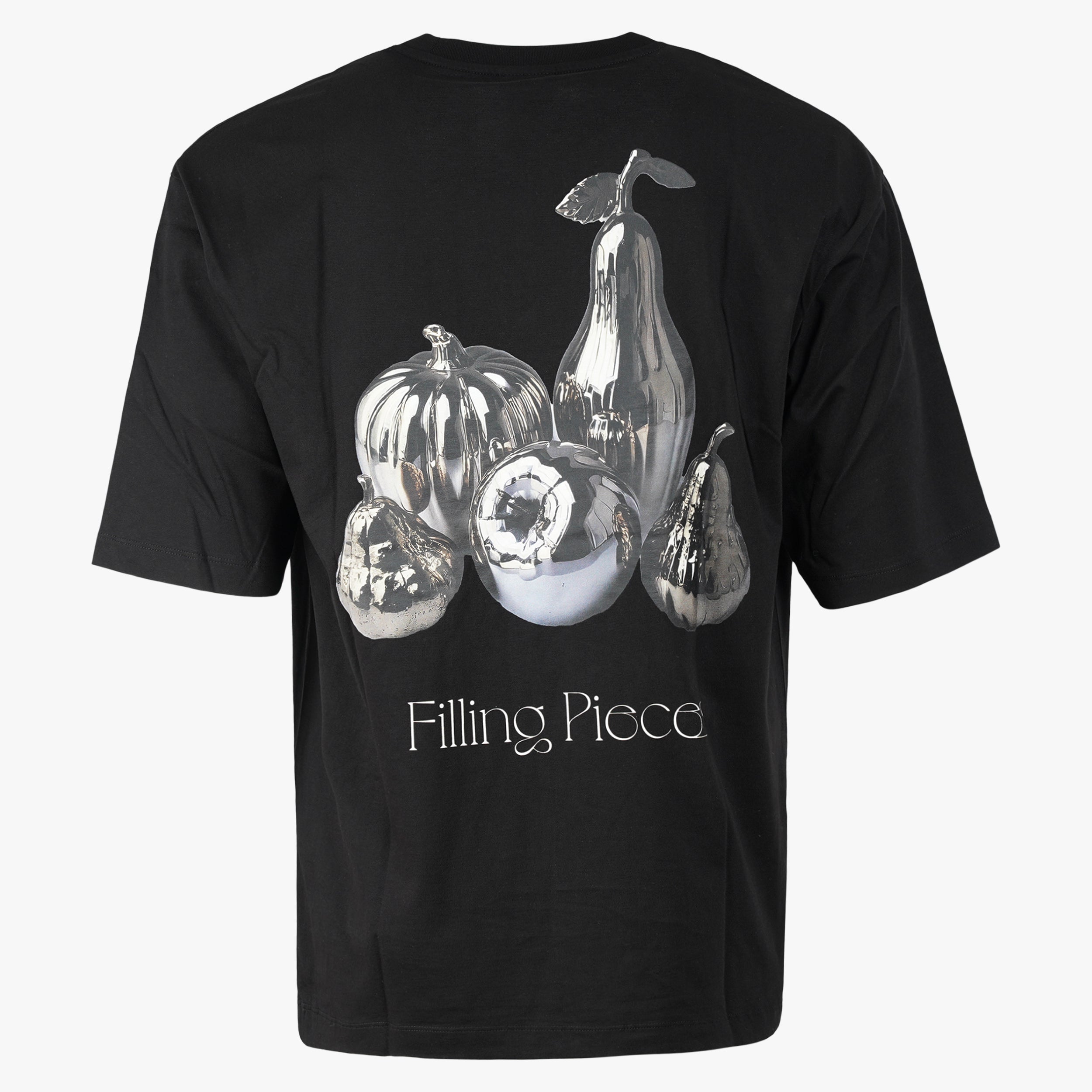Filling Pieces T-Shirt Backprint Zwart | Boxy Chrome Fruit