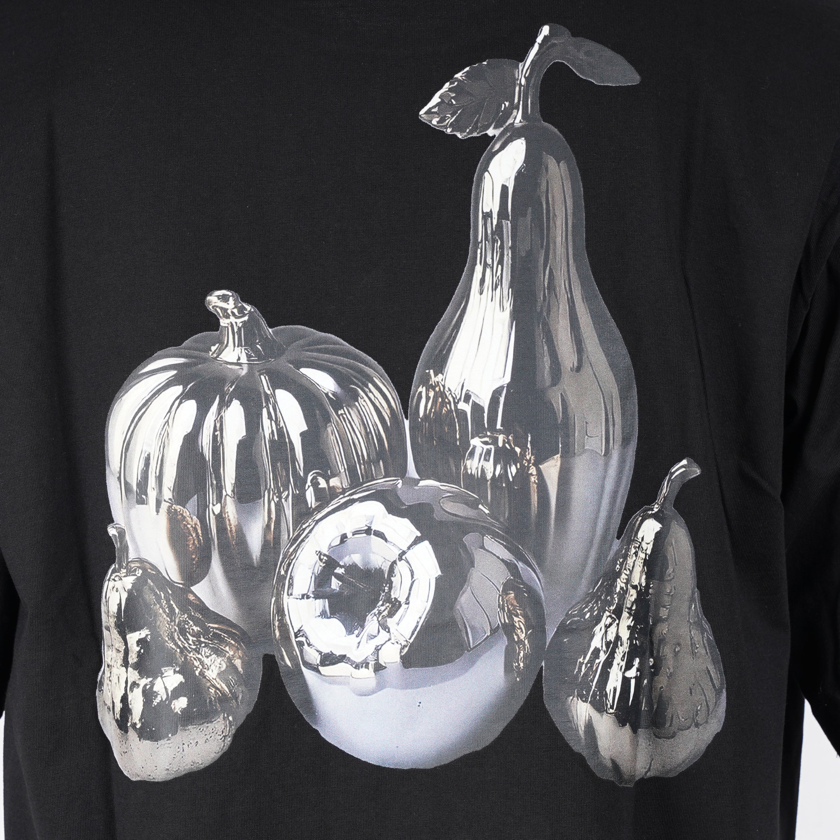 Filling Pieces T-Shirt Backprint Zwart | Boxy Chrome Fruit