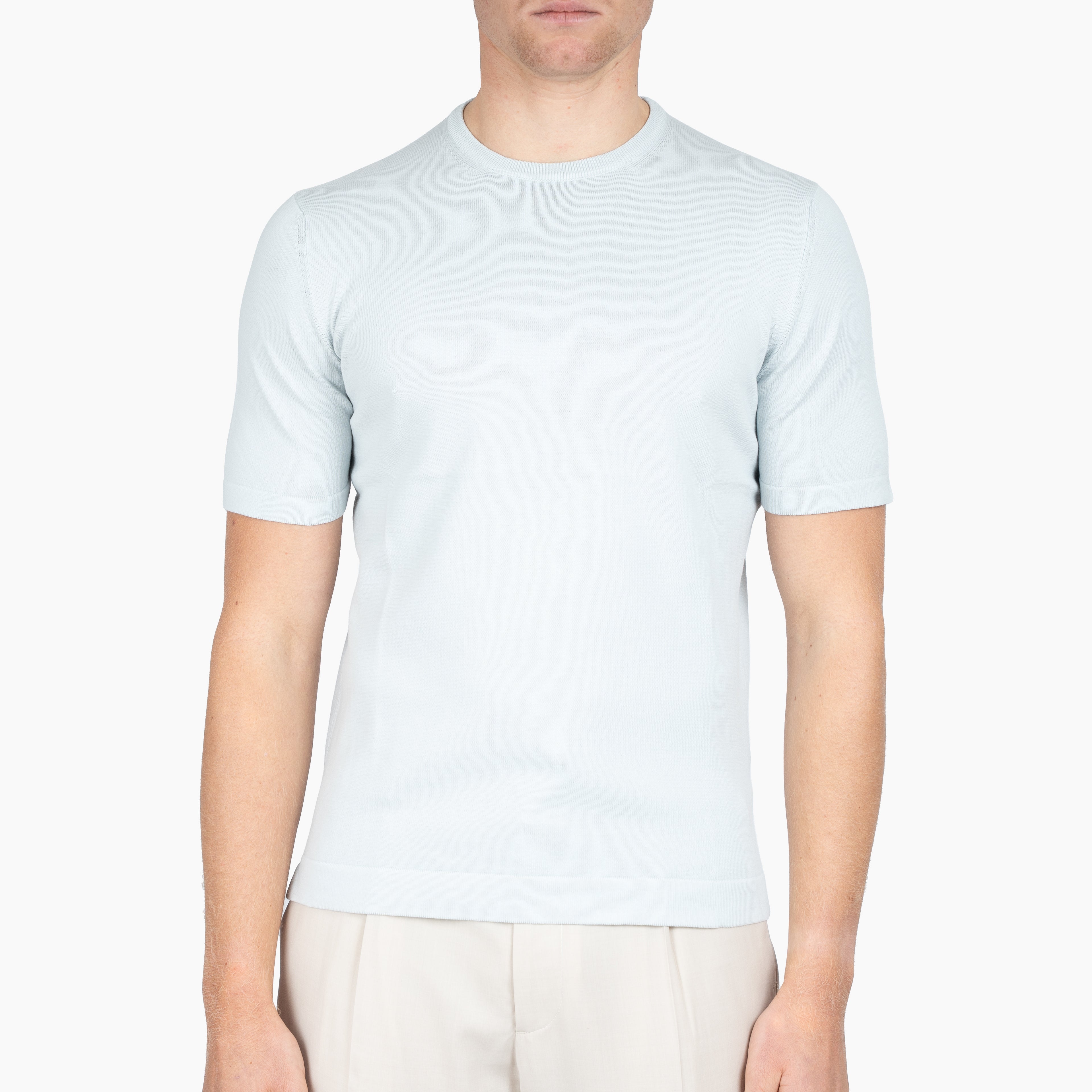 Gran Sasso Gebreid T-Shirt Lichtgrijs | Egyptian Cotton