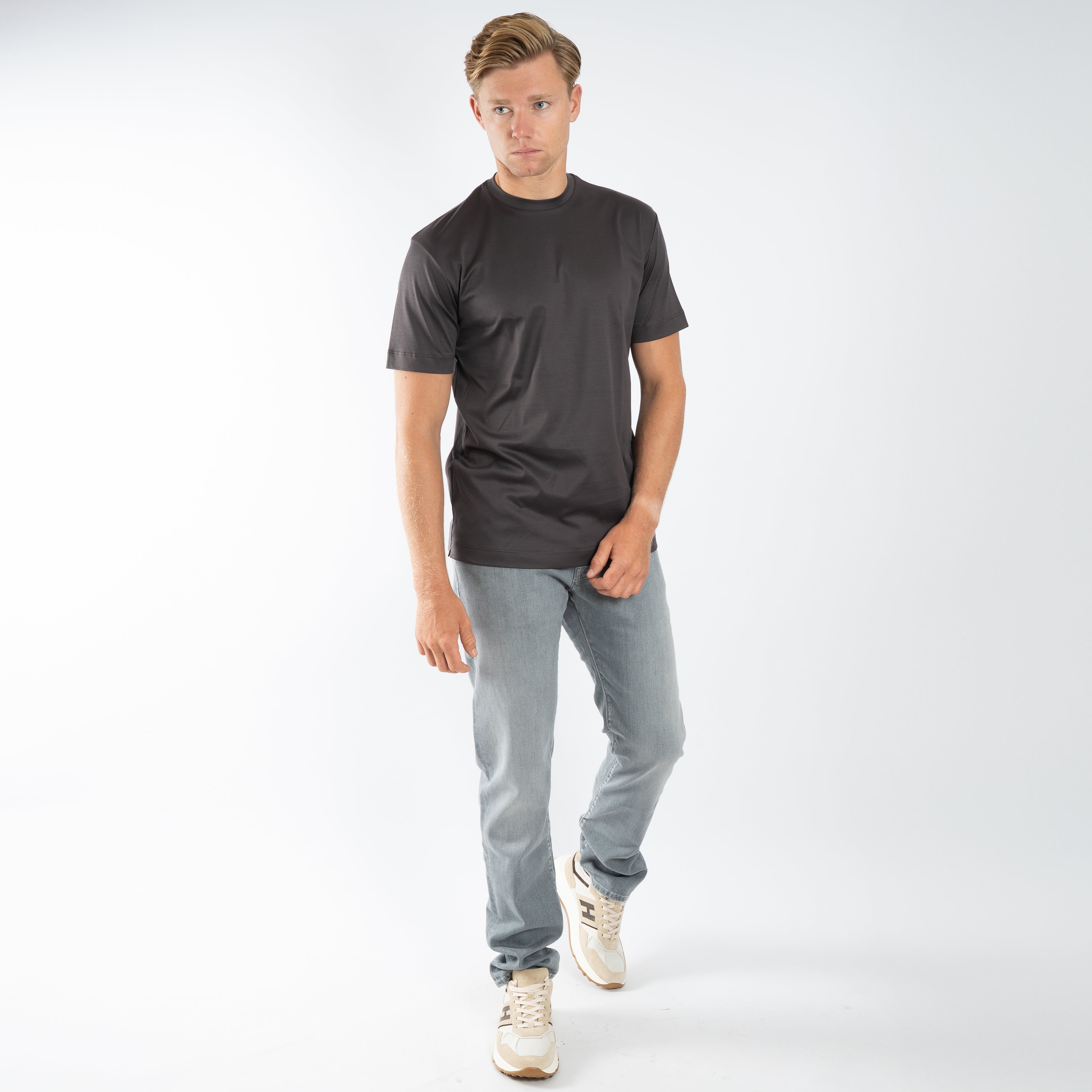 Valenza T-Shirt Asfalt Grijs | Interlock Supima Cotton