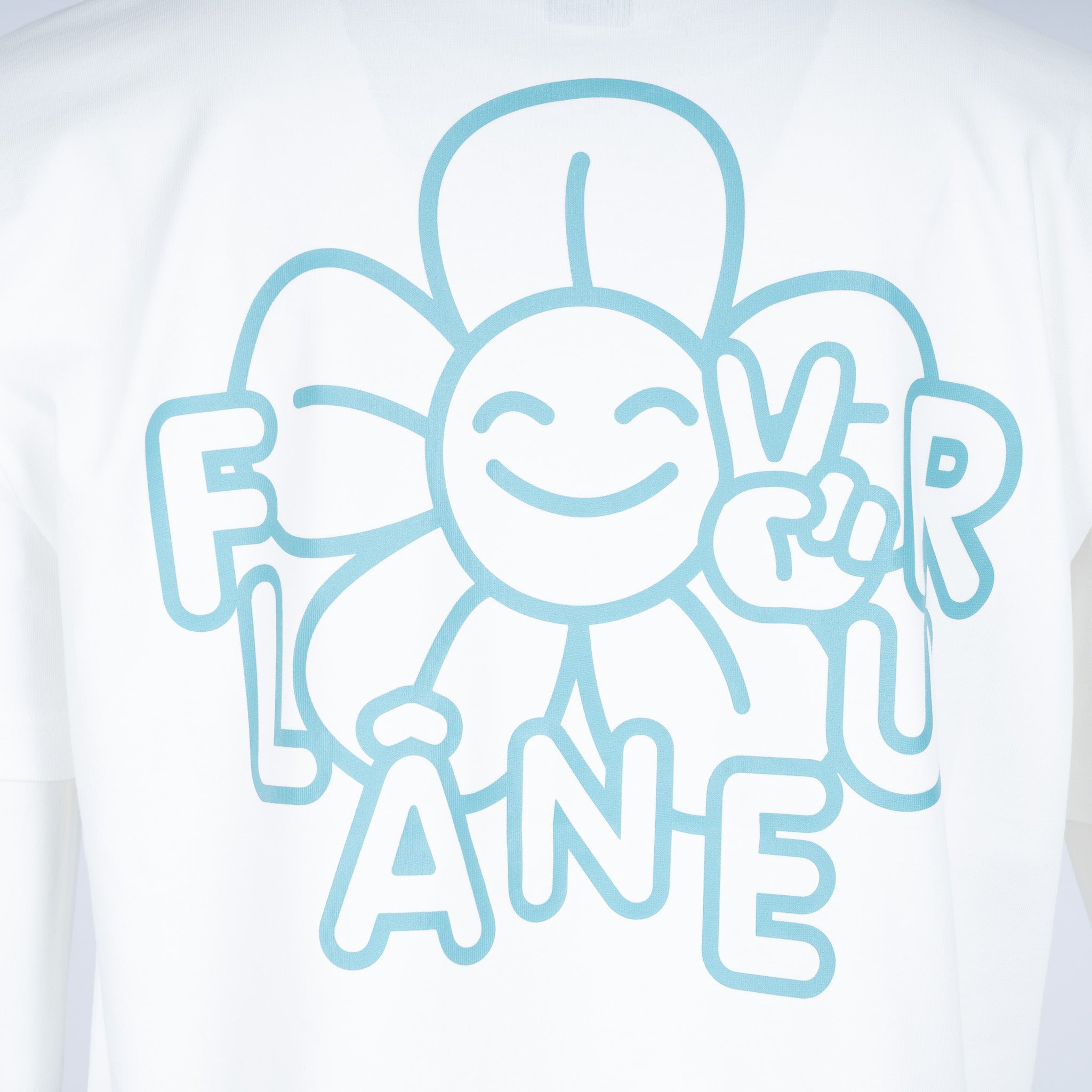 Flaneur T-Shirt Backprint Wit | Happy Flower