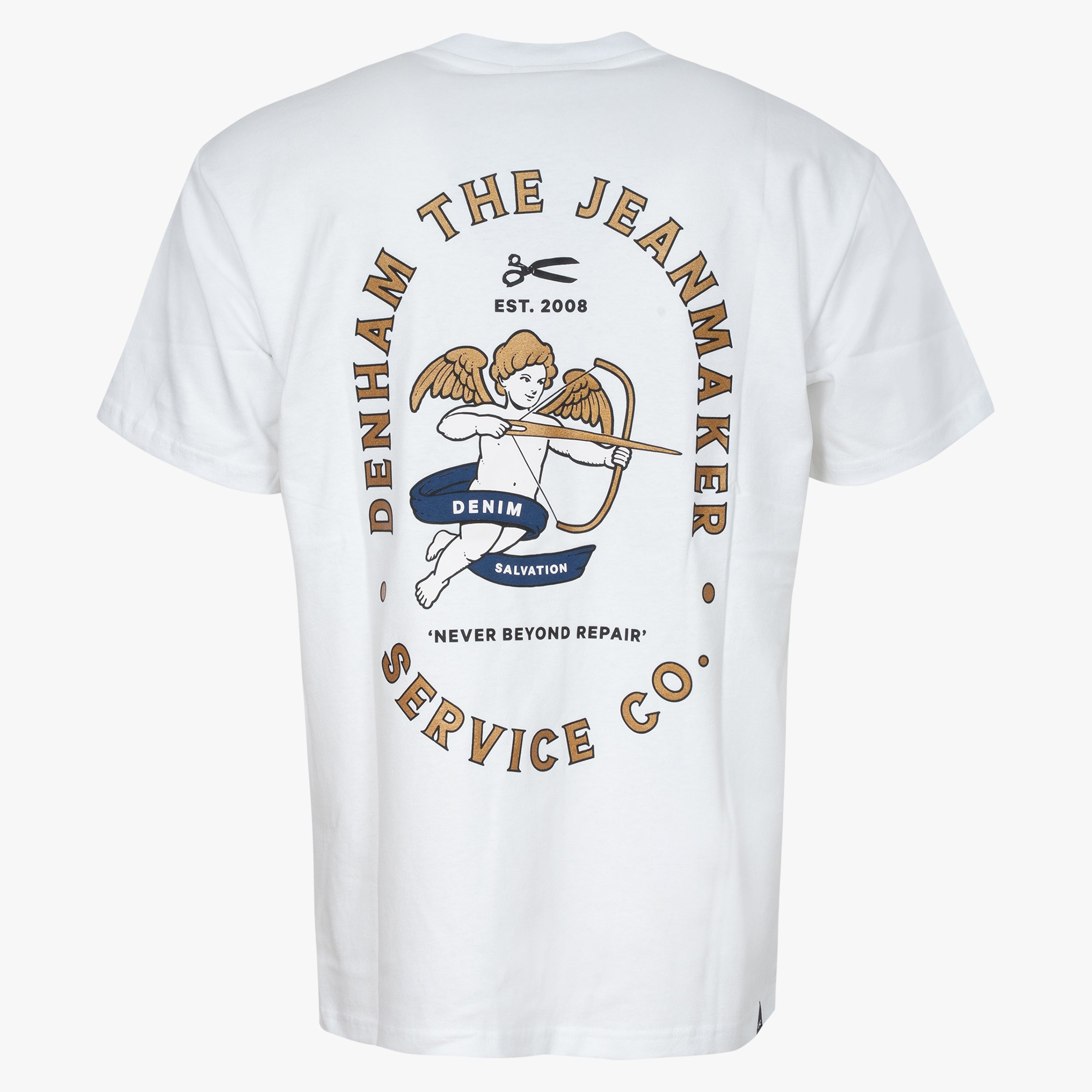 Denham T-Shirt met Backprint Wit | Cupid Tee