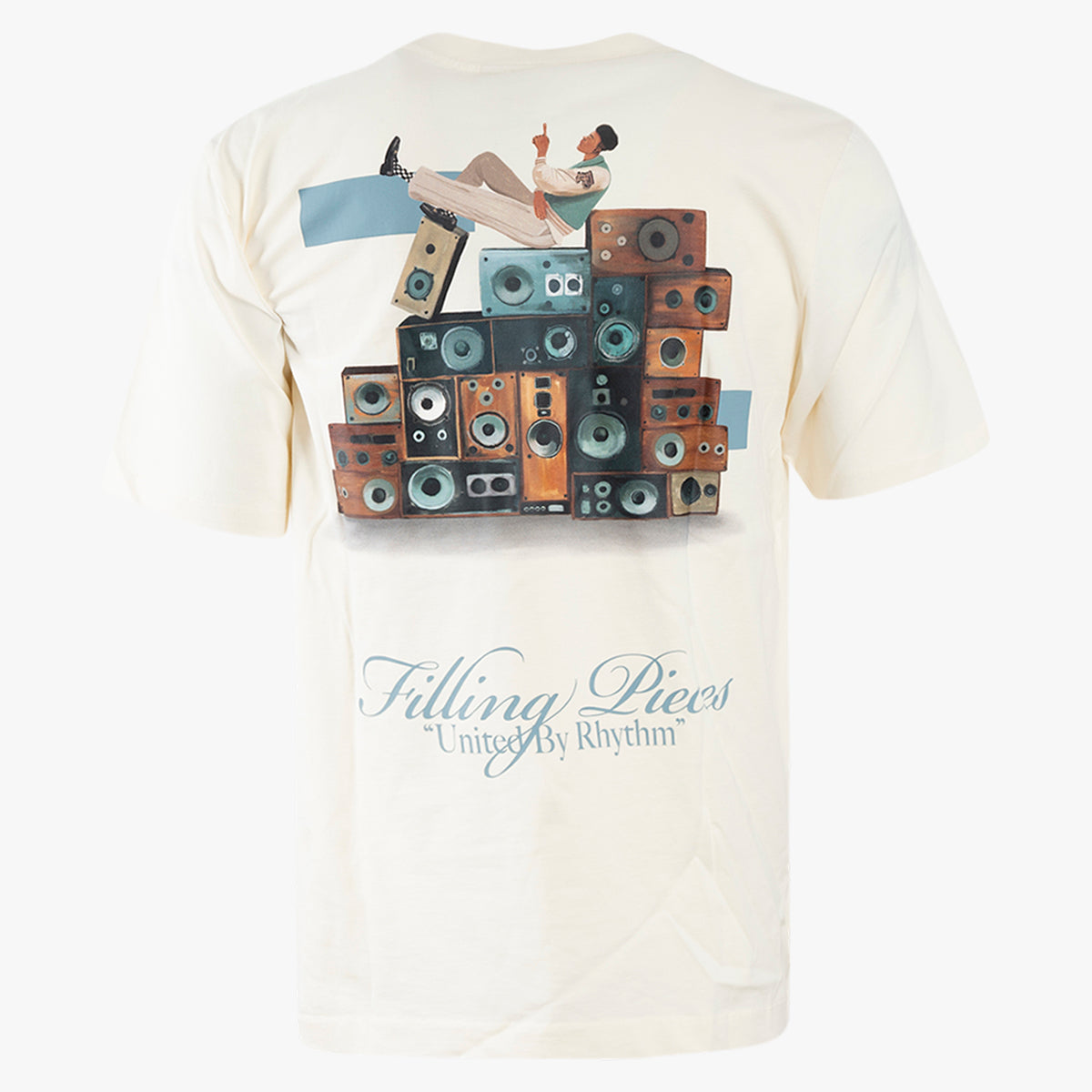 Filling Pieces T-Shirt met Backprint Off-White | Speaker Wall