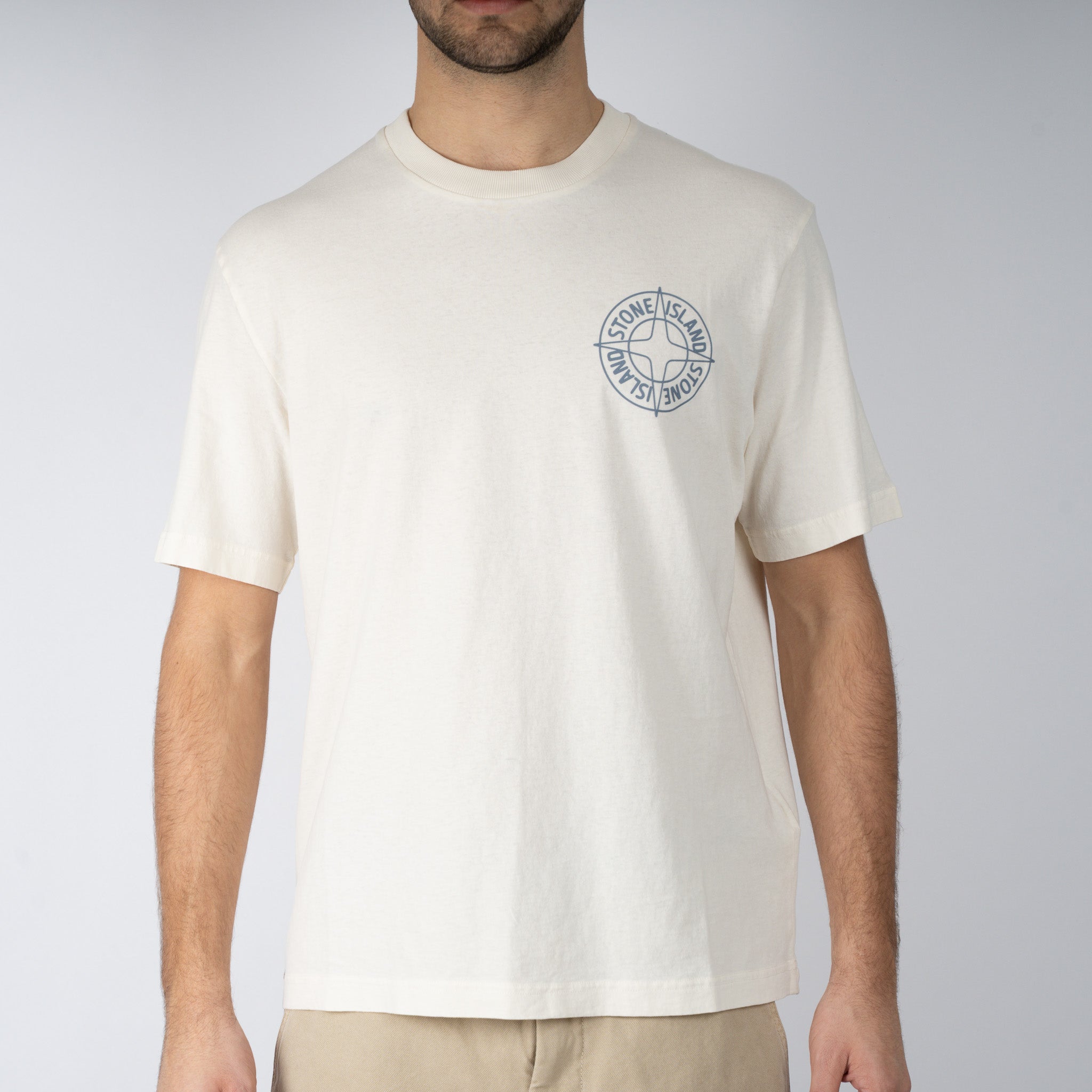 Stone Island T-Shirt Backprint Crème | Outline Compass