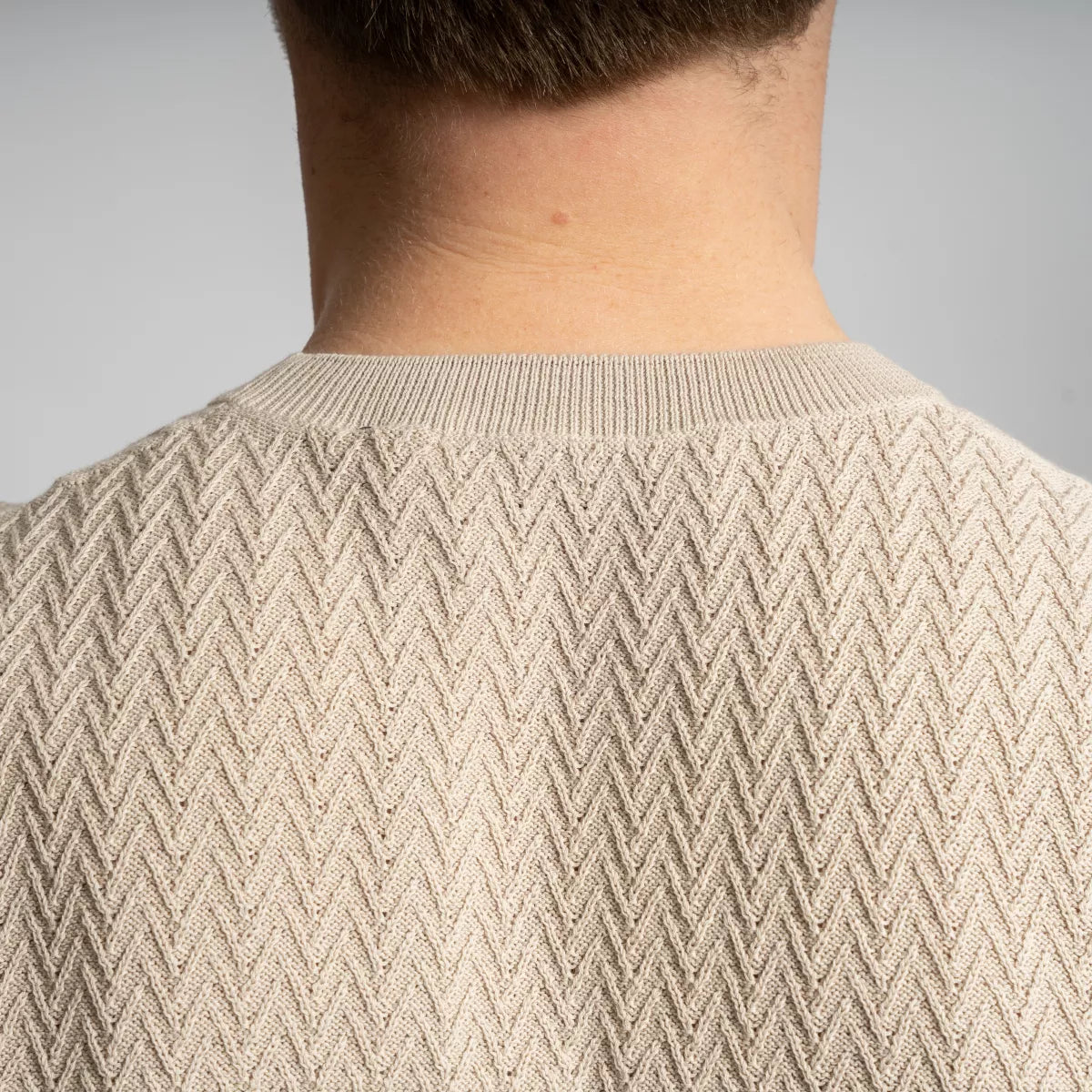 Gran Sasso T-Shirt Beige | Fresh Cotton Chevron Stitch Knit