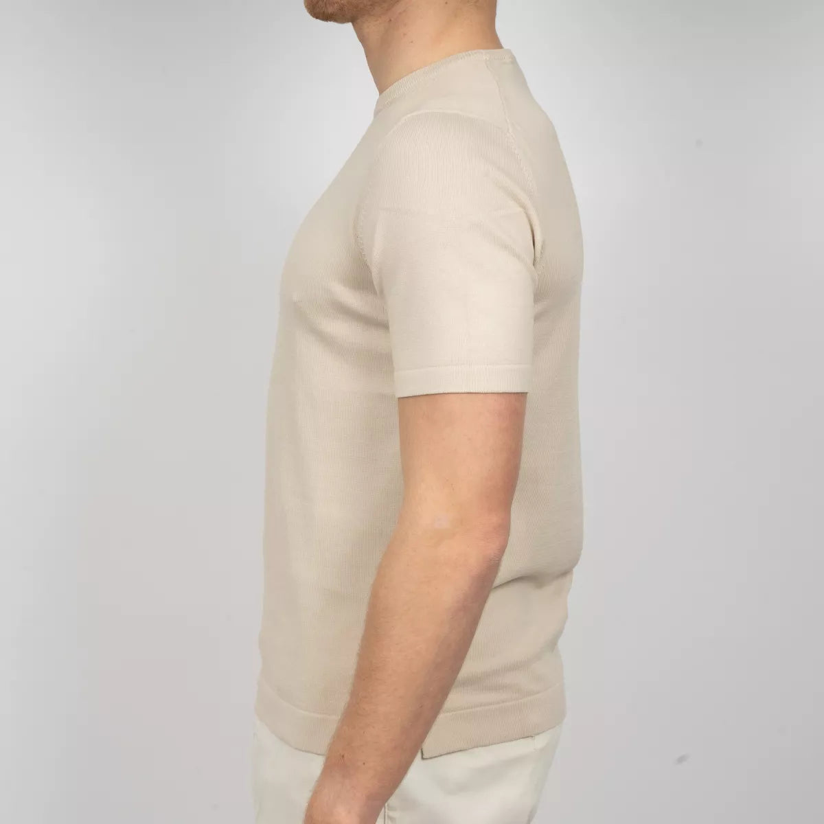 Gran Sasso T-Shirt Beige | Egyptian Giza Cotton Knit