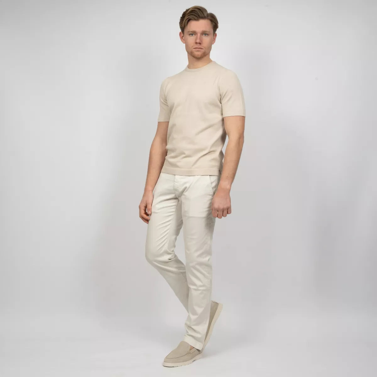 Gran Sasso T-Shirt Beige | Egyptian Giza Cotton Knit