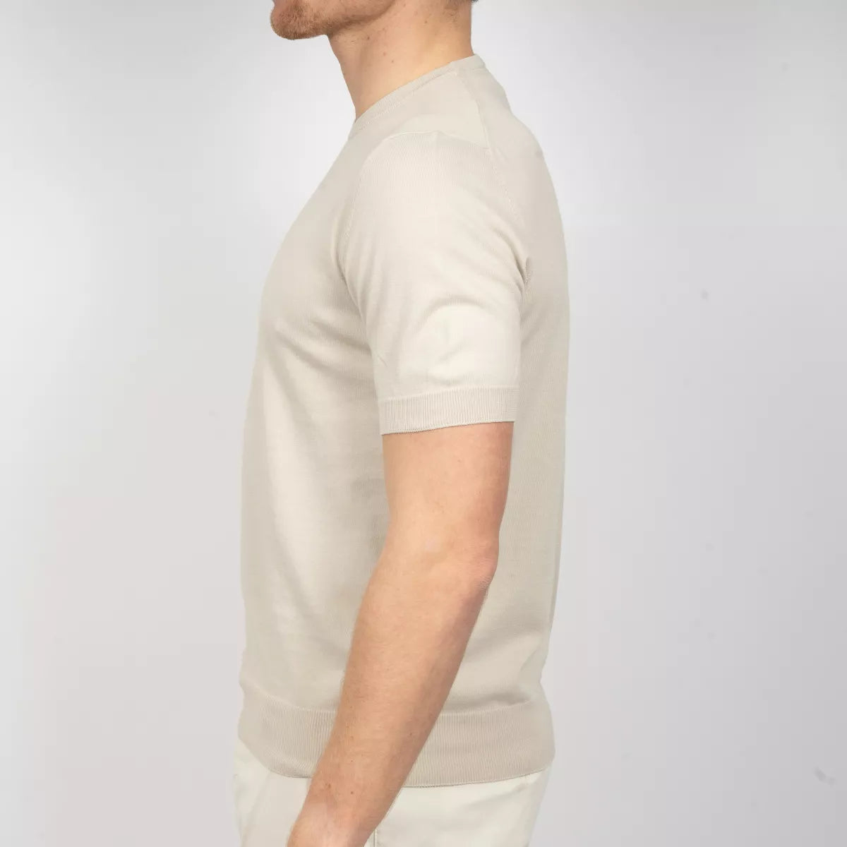 Gran Sasso T-Shirt Beige | Organic Cotton Knit