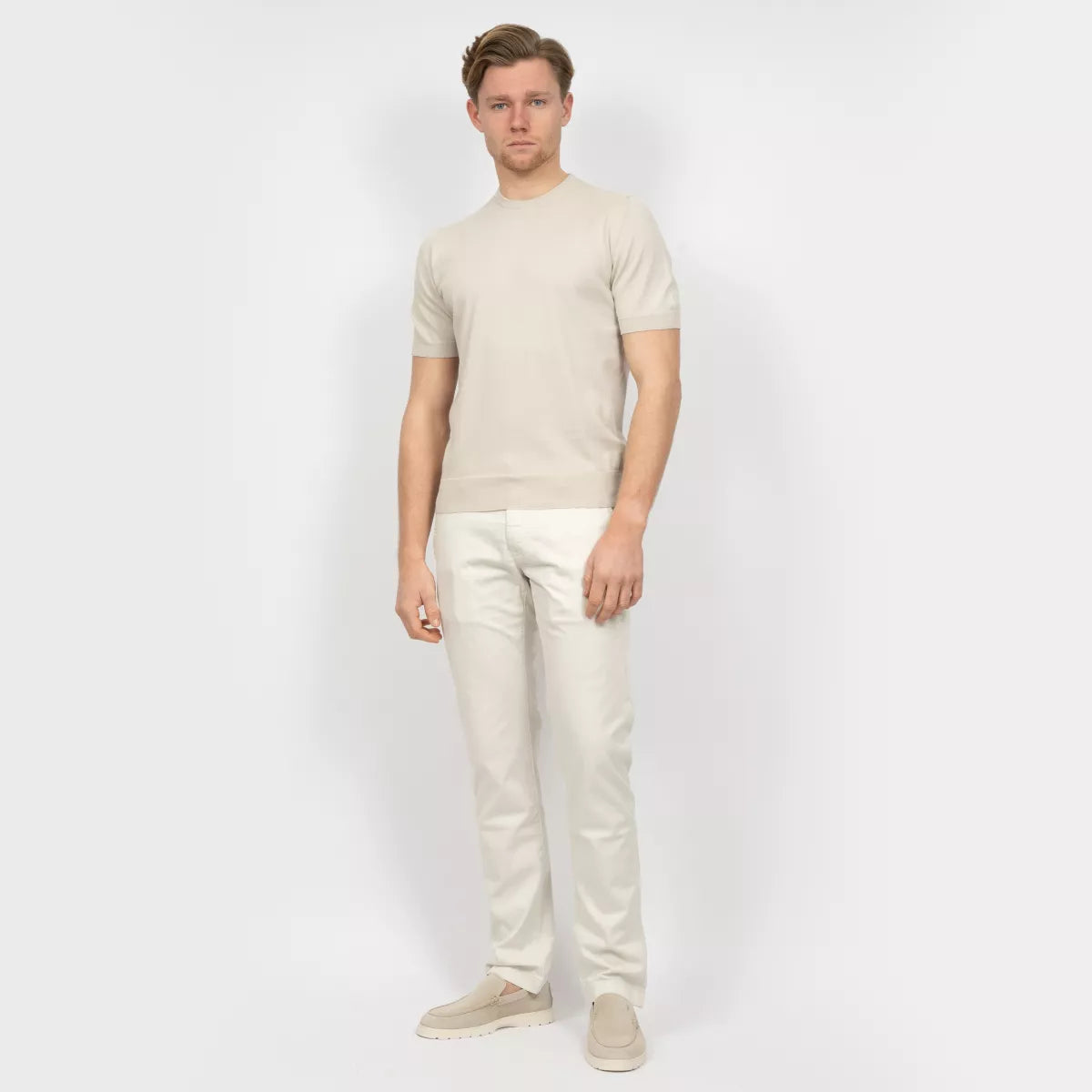 Gran Sasso T-Shirt Beige | Organic Cotton Knit