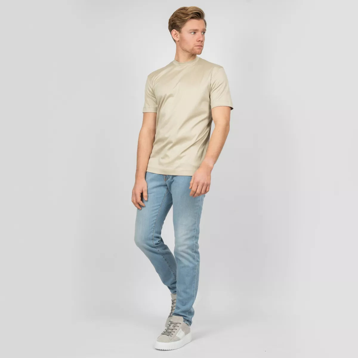 Valenza T-Shirt Beige | Interlock Supima Cotton