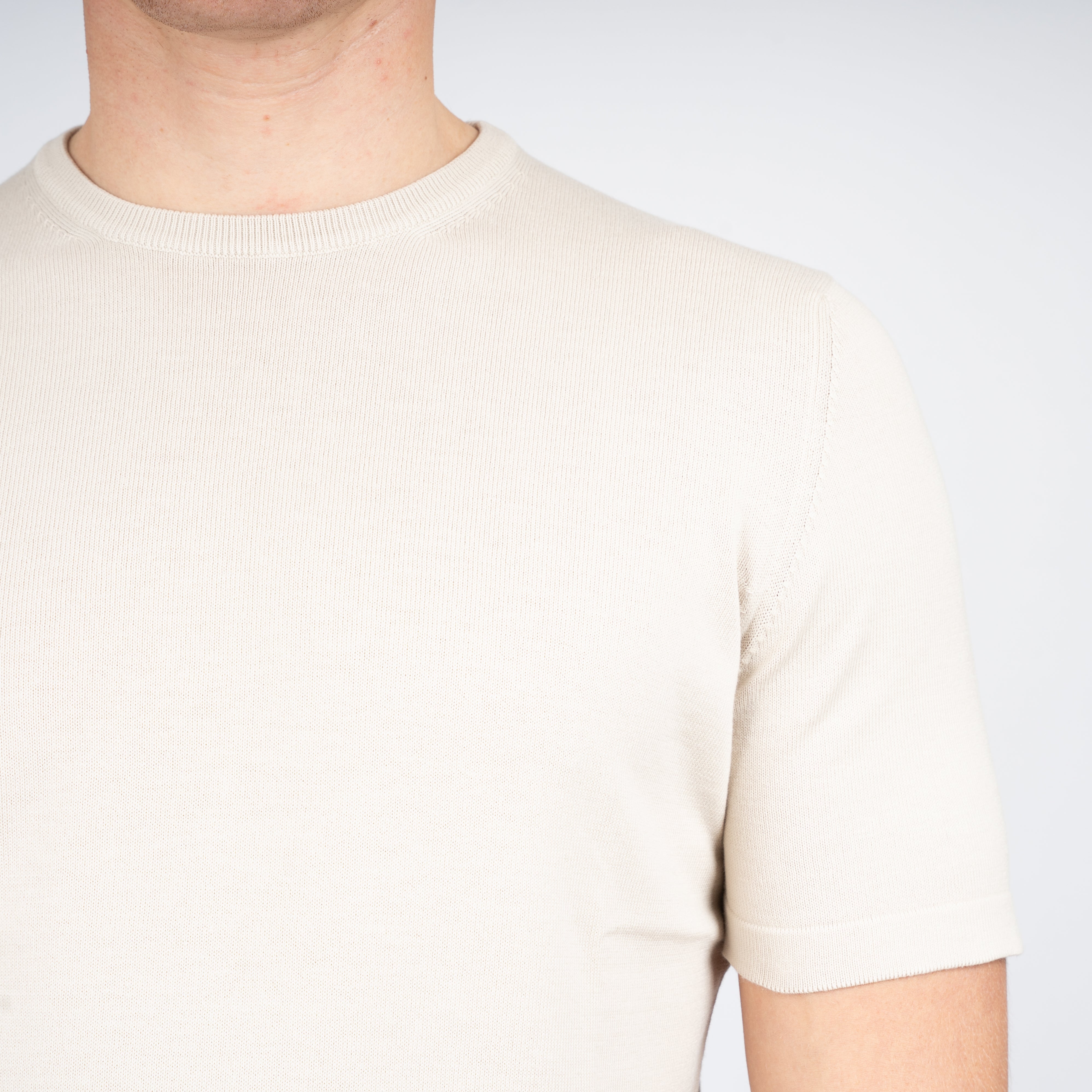 Gran Sasso Gebreid T-Shirt Beige | Egyptian Cotton