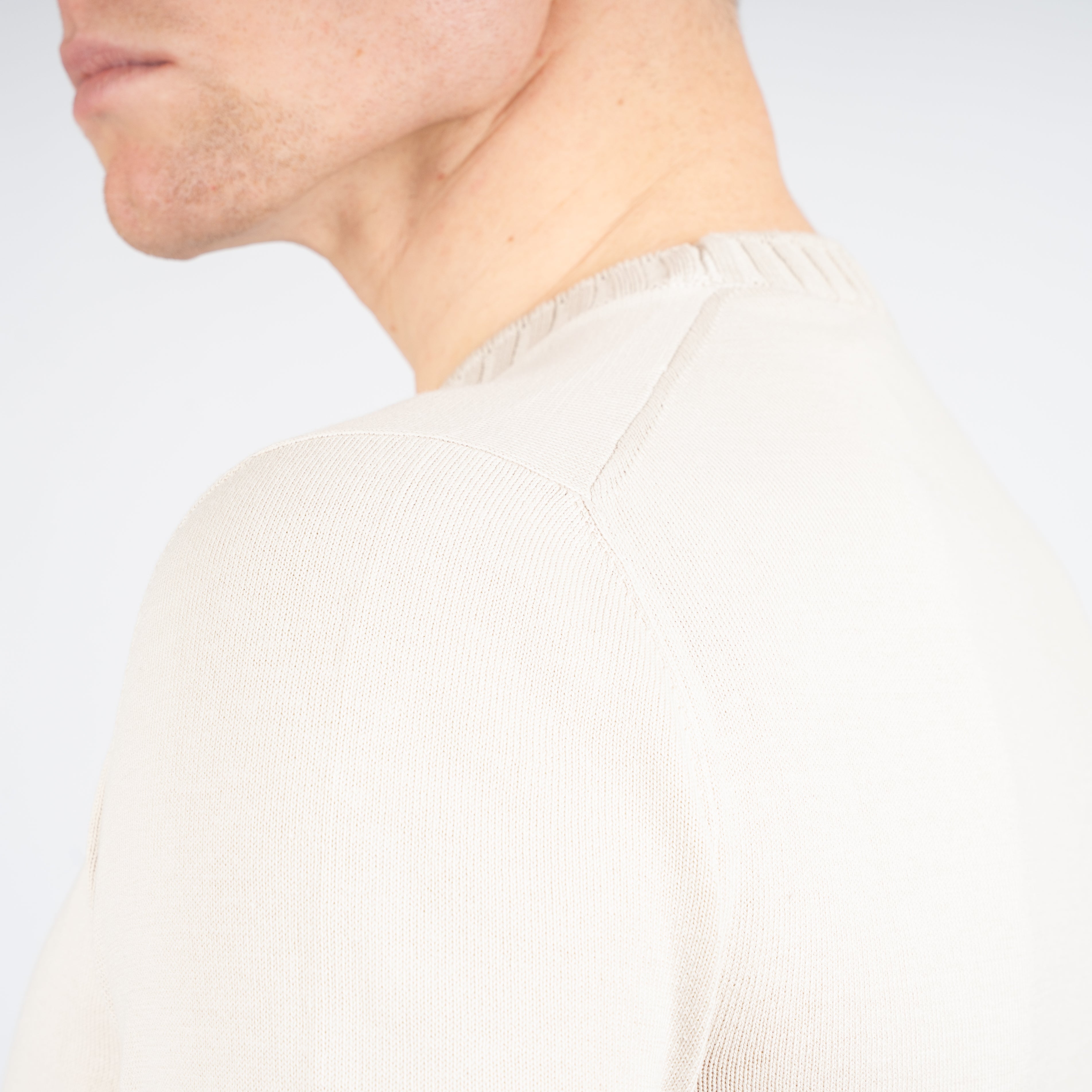 Gran Sasso Gebreid T-Shirt Beige | Egyptian Cotton