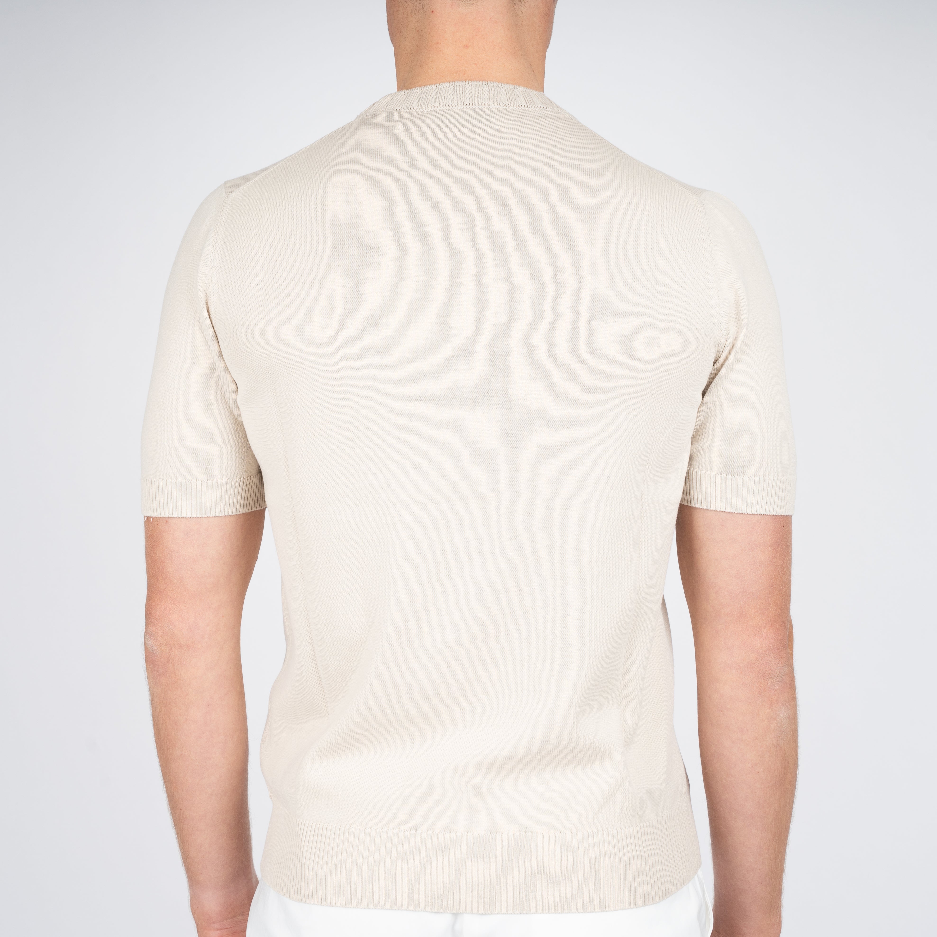Gran Sasso Gebreid T-Shirt Beige | Egyptian Cotton