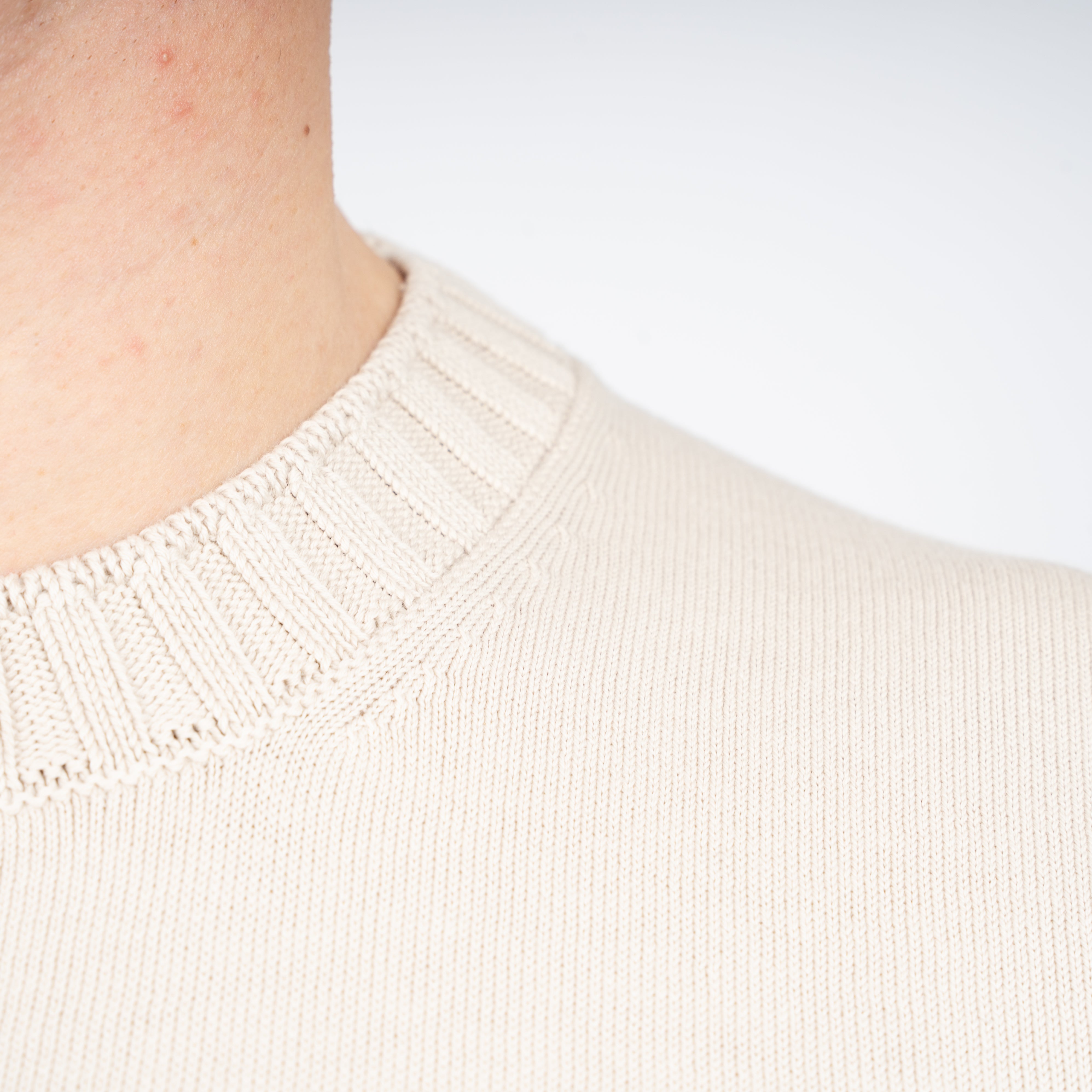 Gran Sasso Gebreid T-Shirt Beige | Egyptian Cotton