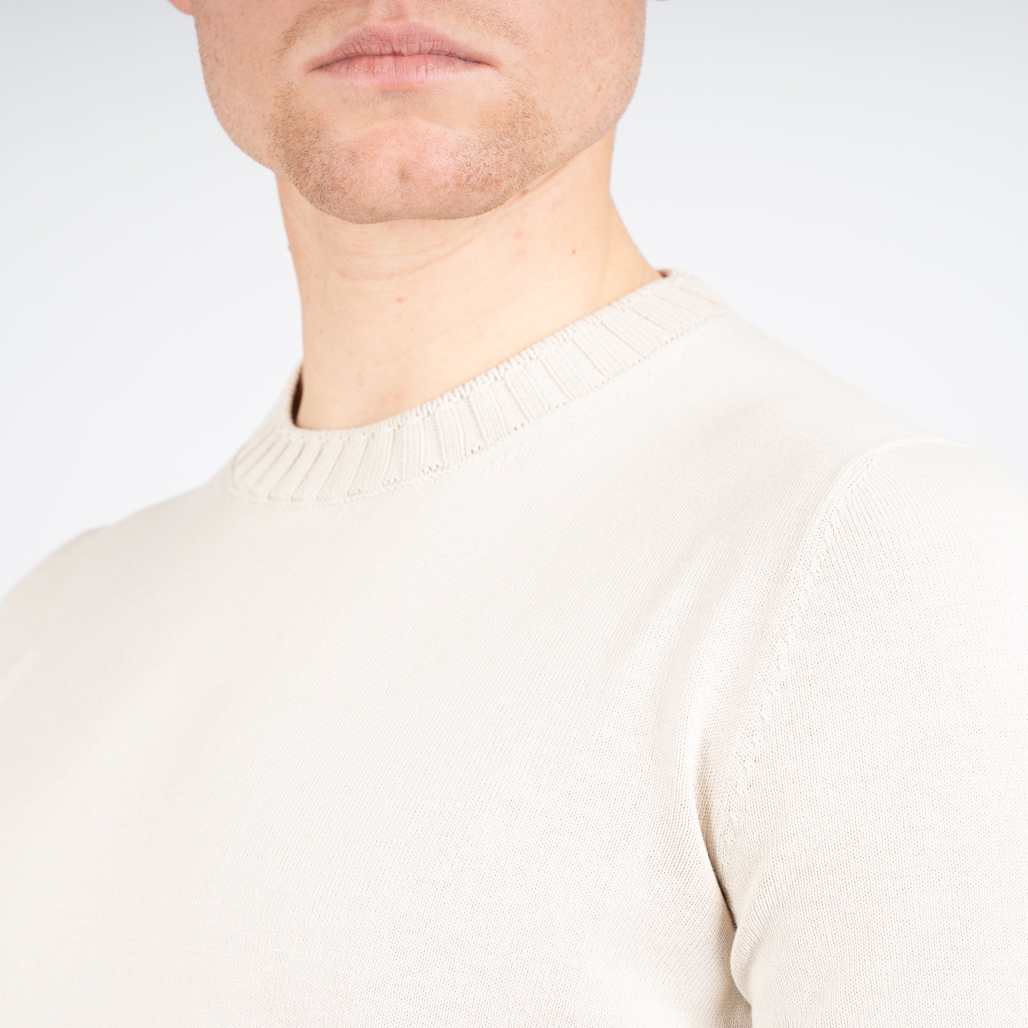 Gran Sasso Gebreid T-Shirt Beige | Egyptian Cotton