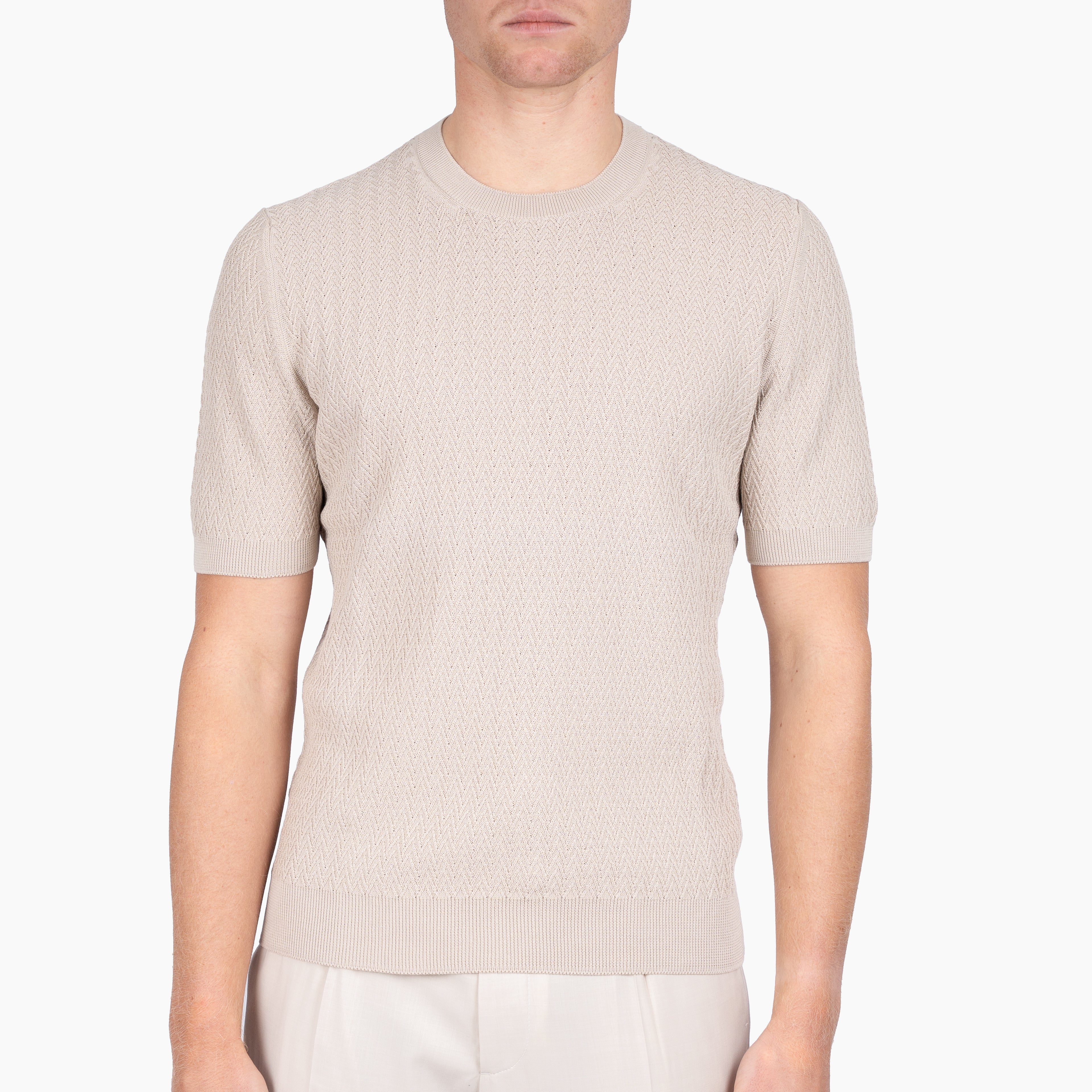 Gran Sasso Gebreid T-Shirt Beige | Fresh Cotton