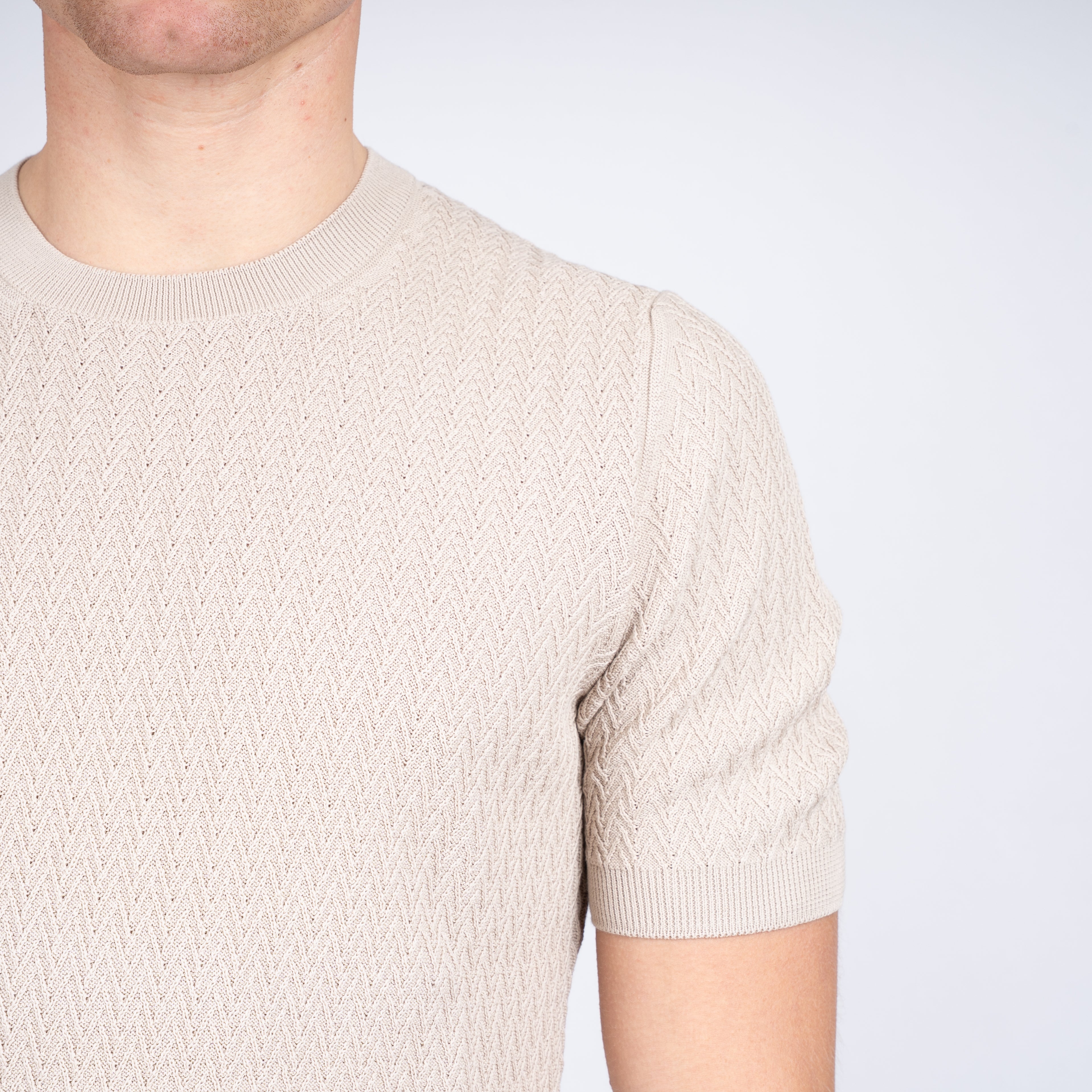 Gran Sasso Gebreid T-Shirt Beige | Fresh Cotton