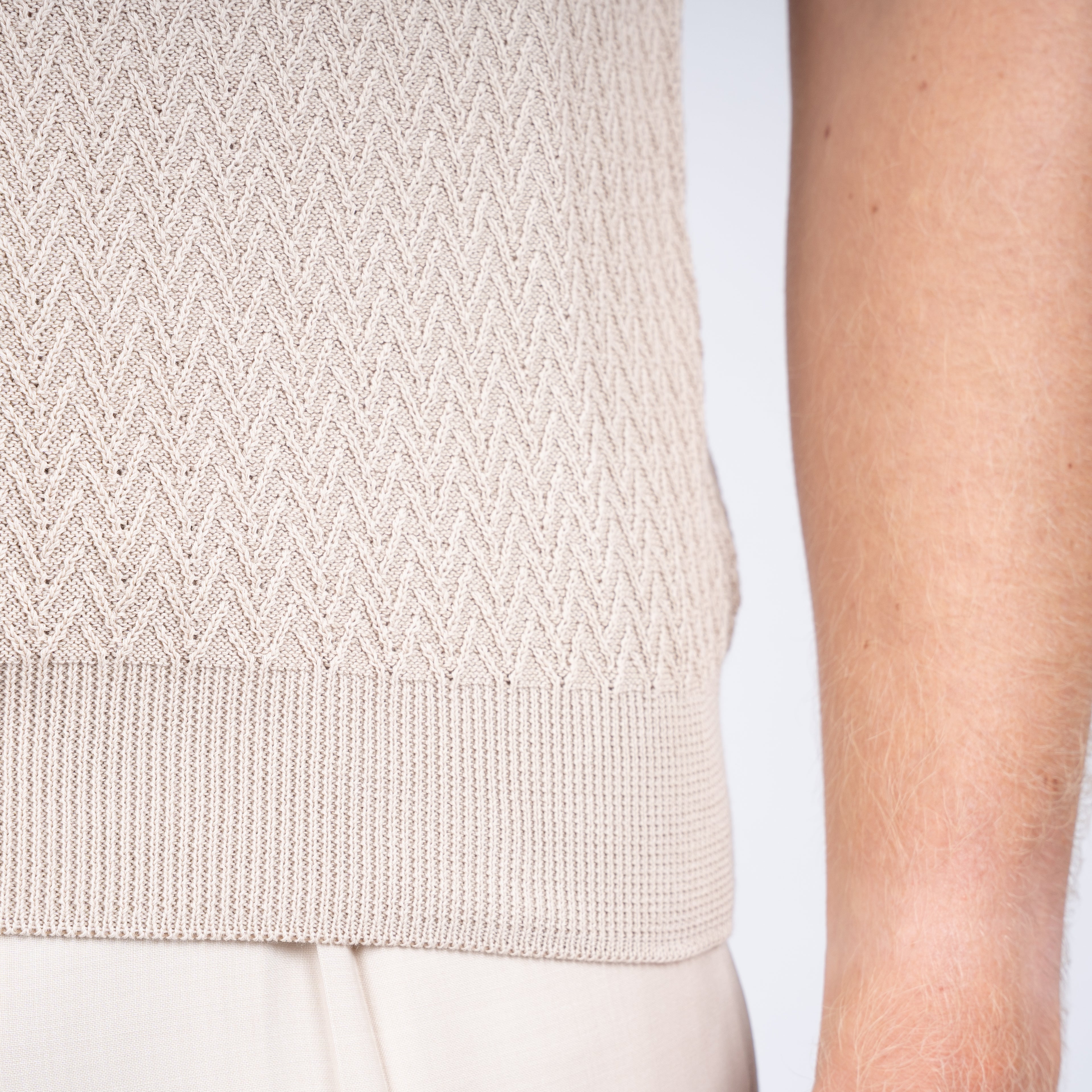 Gran Sasso Gebreid T-Shirt Beige | Fresh Cotton