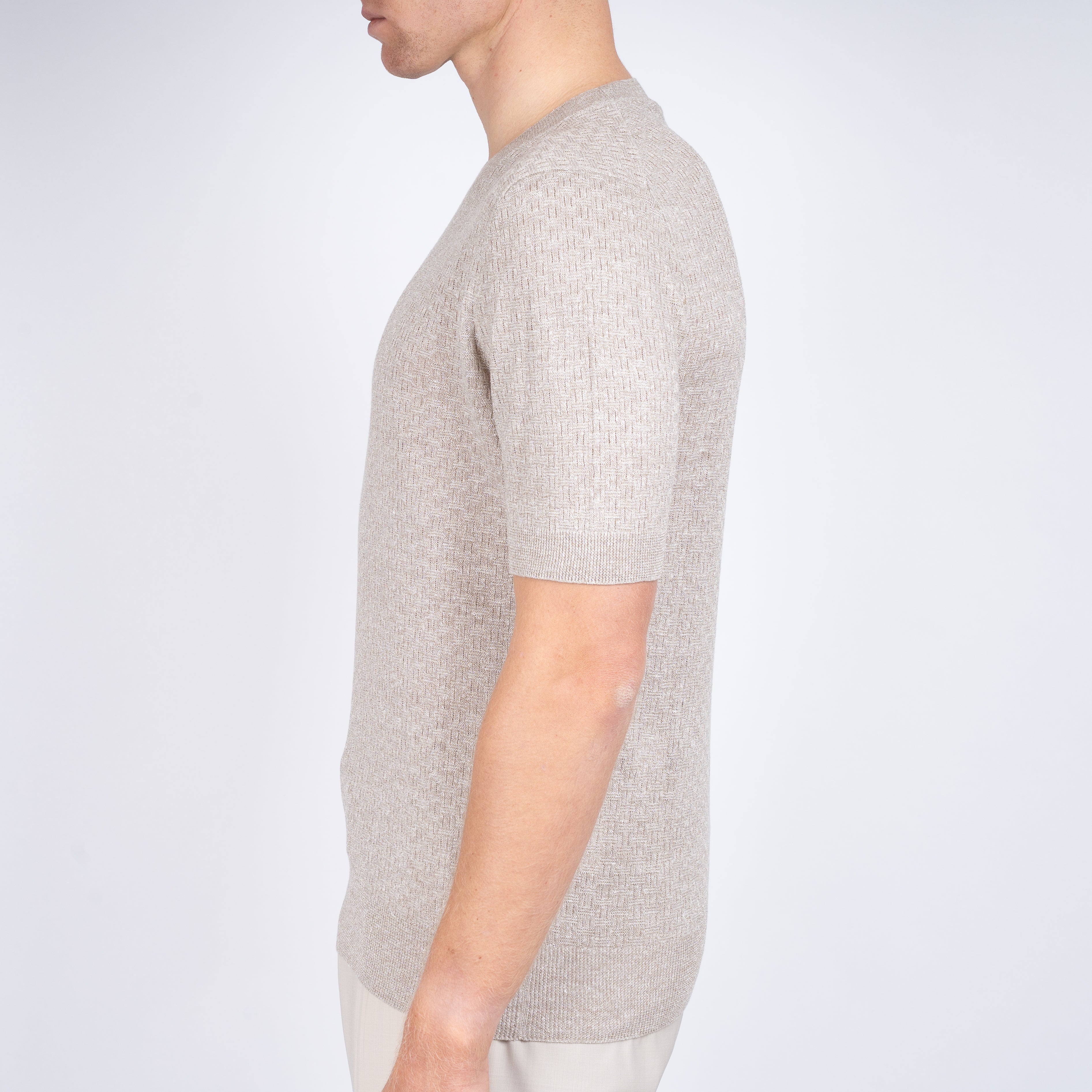Gran Sasso Gebreid T-Shirt Beige | Linnen & Cotton