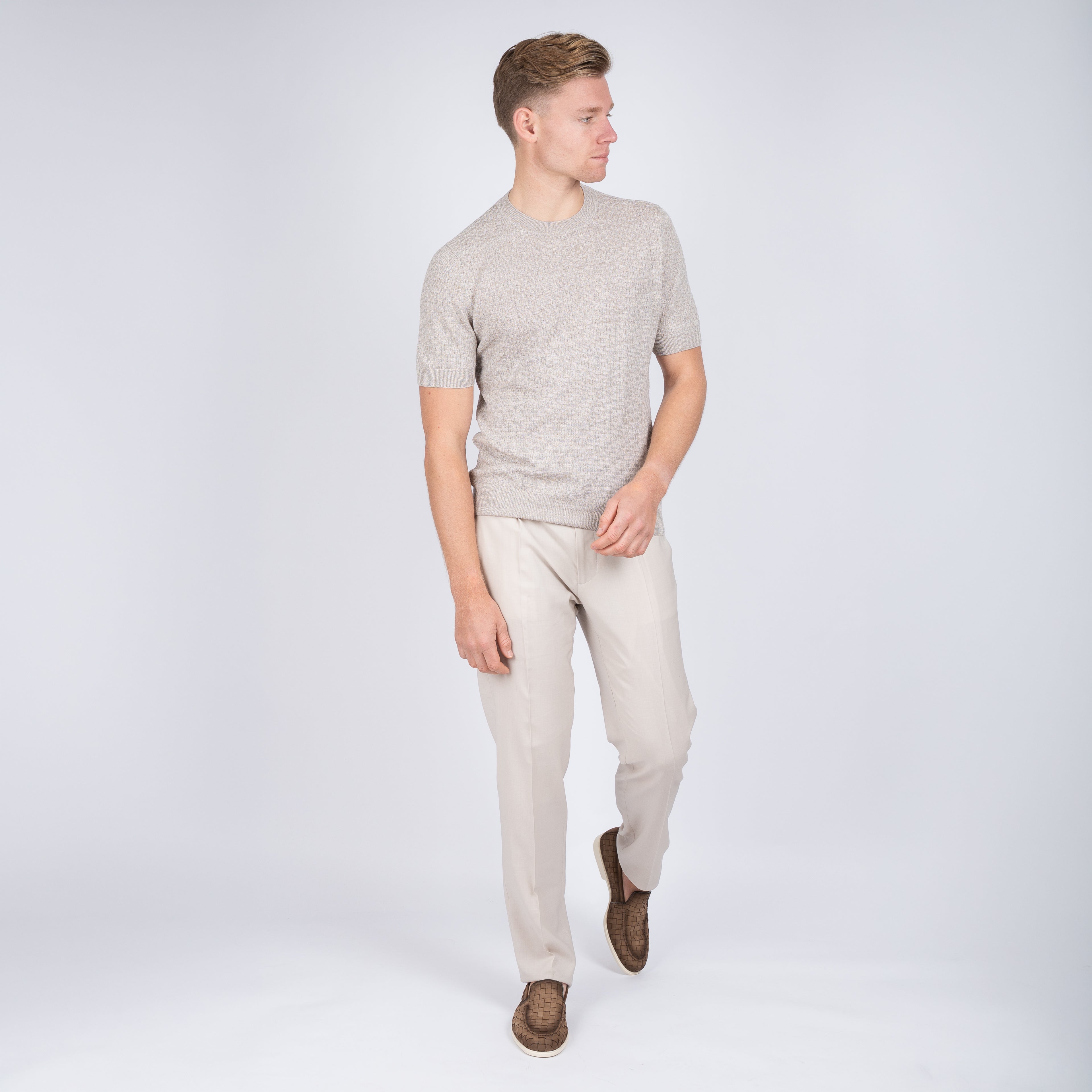 Gran Sasso Gebreid T-Shirt Beige | Linnen & Cotton