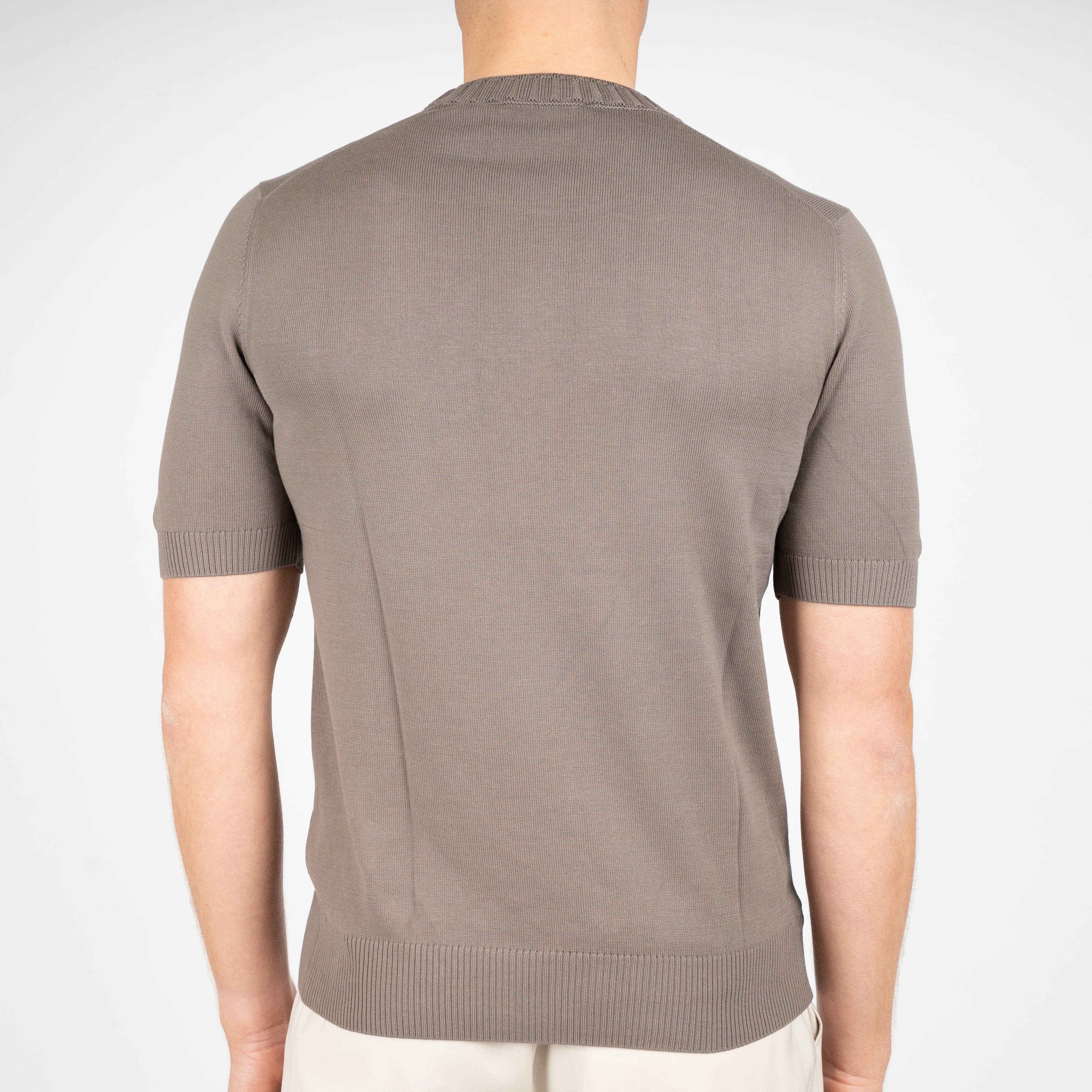 Gran Sasso Gebreid T-Shirt Taupe | Egyptian Cotton