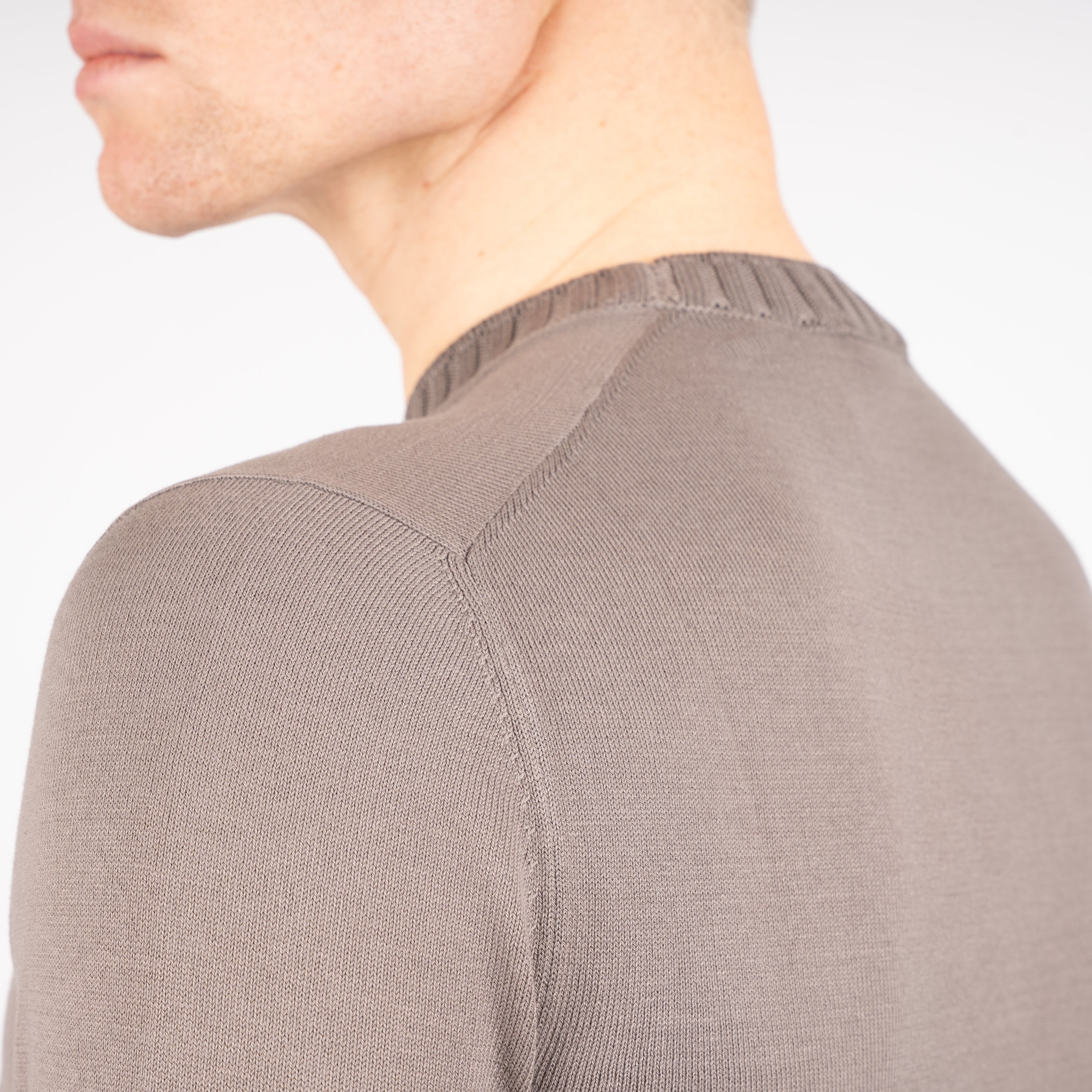 Gran Sasso Gebreid T-Shirt Taupe | Egyptian Cotton