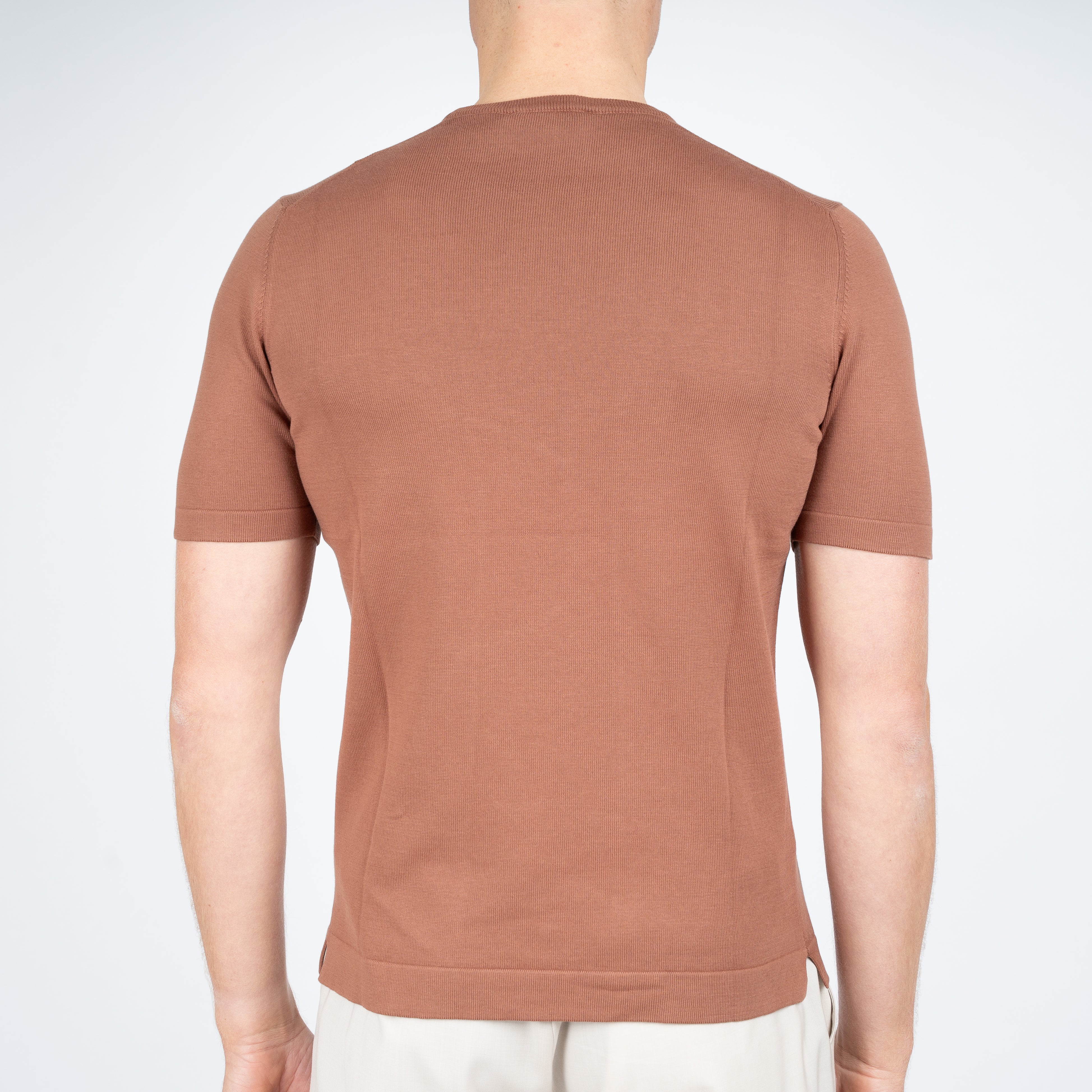 Gran Sasso Gebreid T-Shirt Roestbruin | Egyptian Cotton