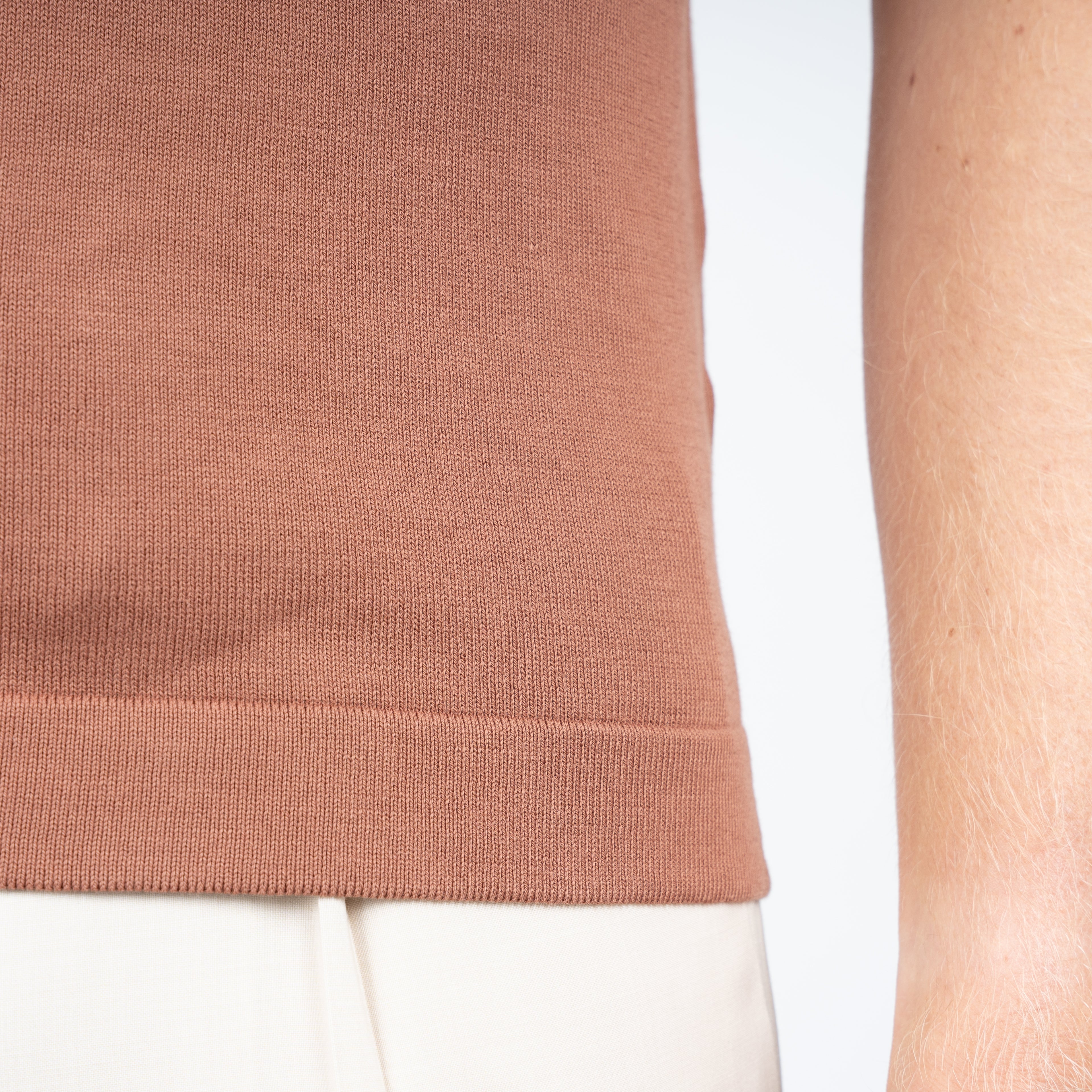 Gran Sasso Gebreid T-Shirt Roestbruin | Egyptian Cotton