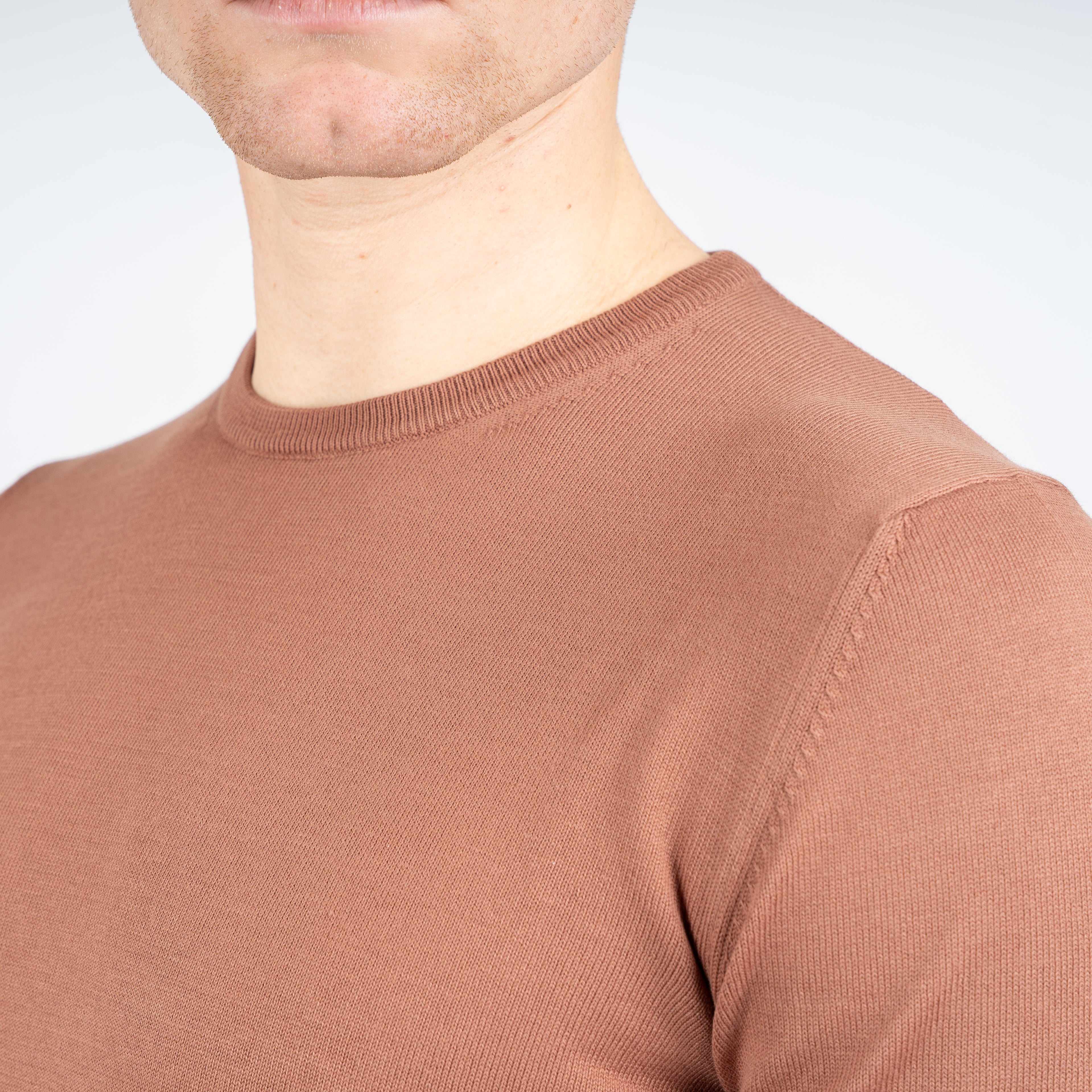 Gran Sasso Gebreid T-Shirt Roestbruin | Egyptian Cotton