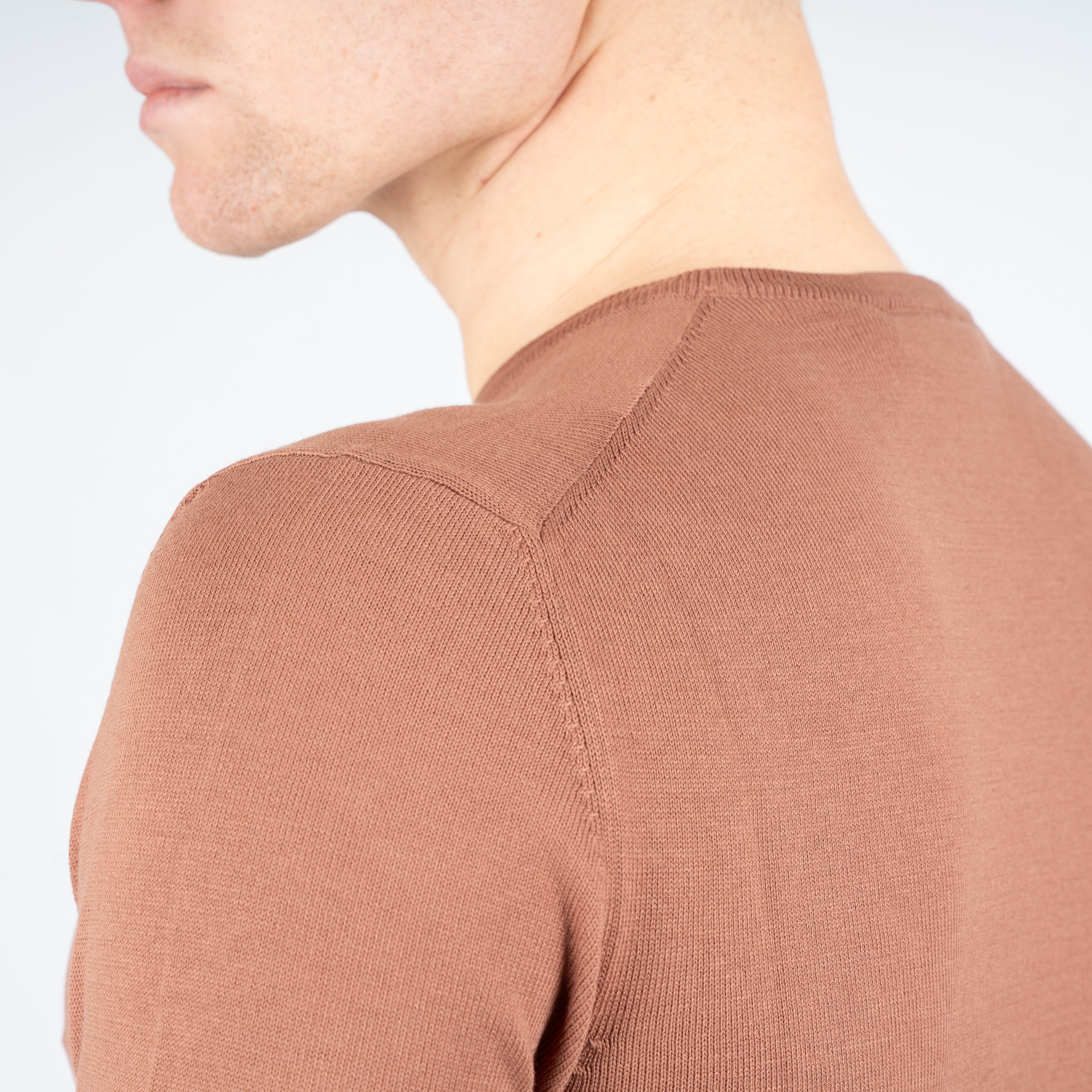 Gran Sasso Gebreid T-Shirt Roestbruin | Egyptian Cotton