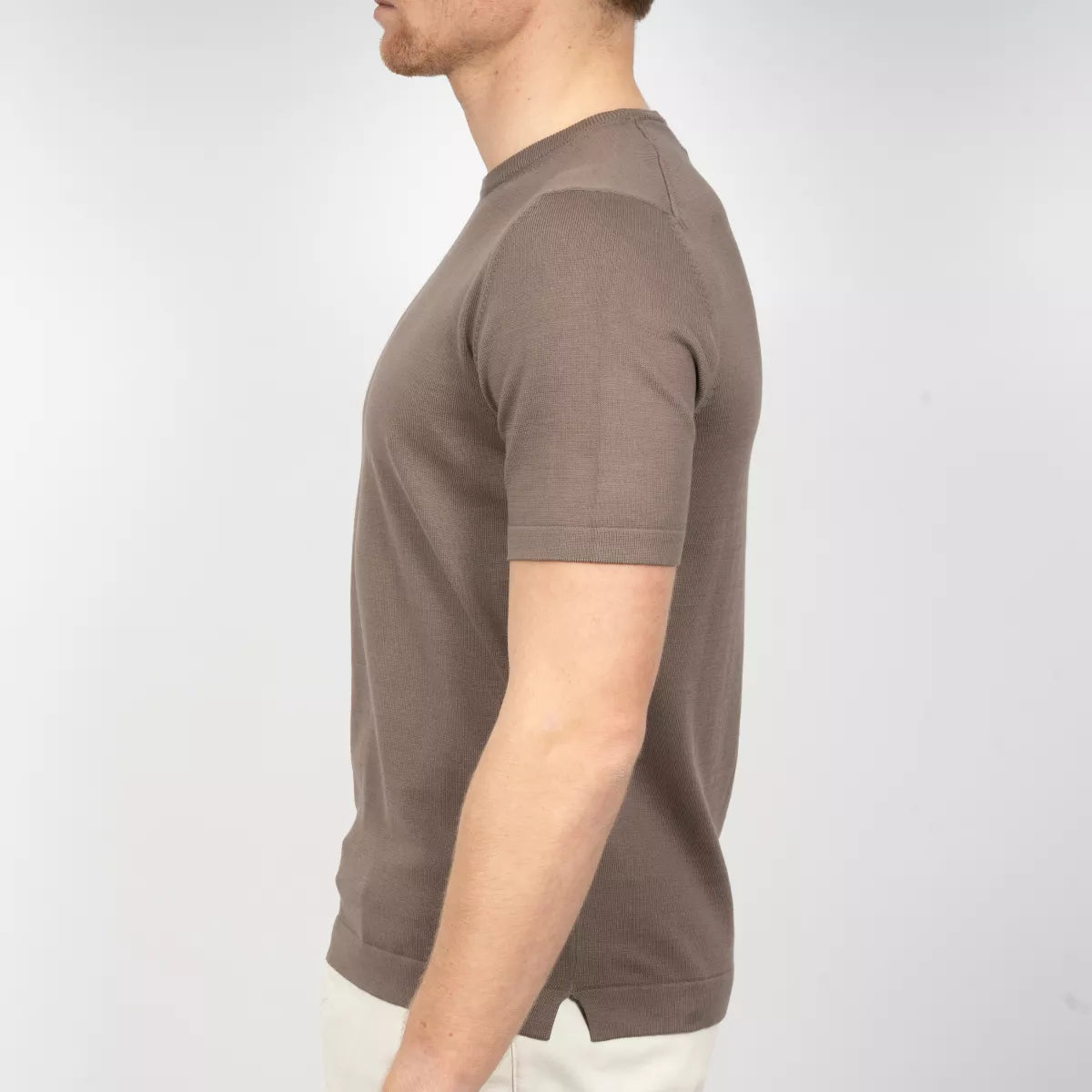 Gran Sasso T-Shirt Taupe | Egyptian Giza Cotton Knit