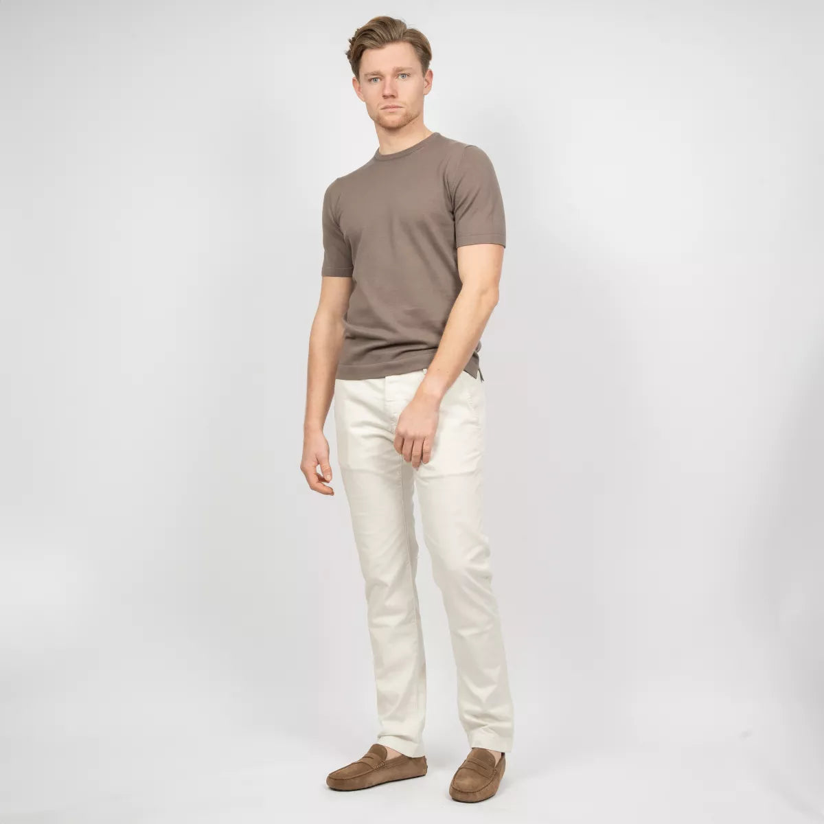 Gran Sasso T-Shirt Taupe | Egyptian Giza Cotton Knit