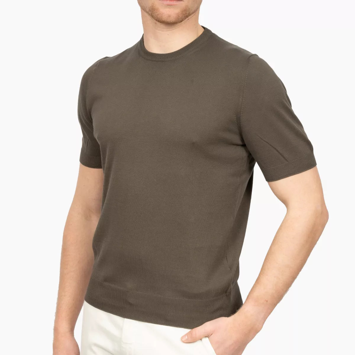 Gran Sasso T-Shirt Bruin | Organic Cotton Knit