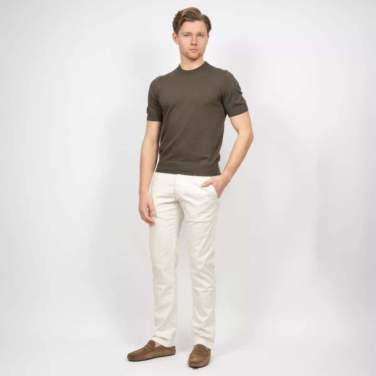 Gran Sasso T-Shirt Bruin | Organic Cotton Knit