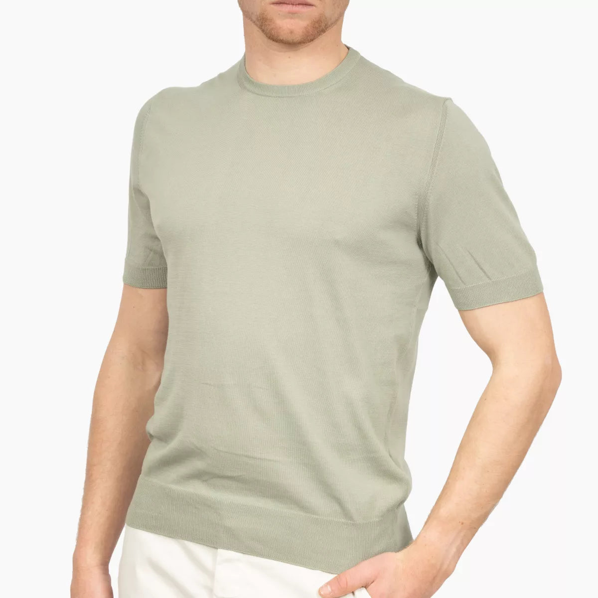 Gran Sasso T-Shirt Lichtgroen | Organic Cotton Knit