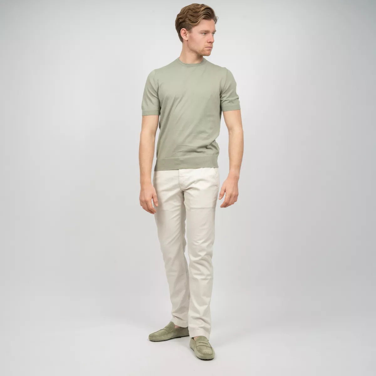 Gran Sasso T-Shirt Lichtgroen | Organic Cotton Knit