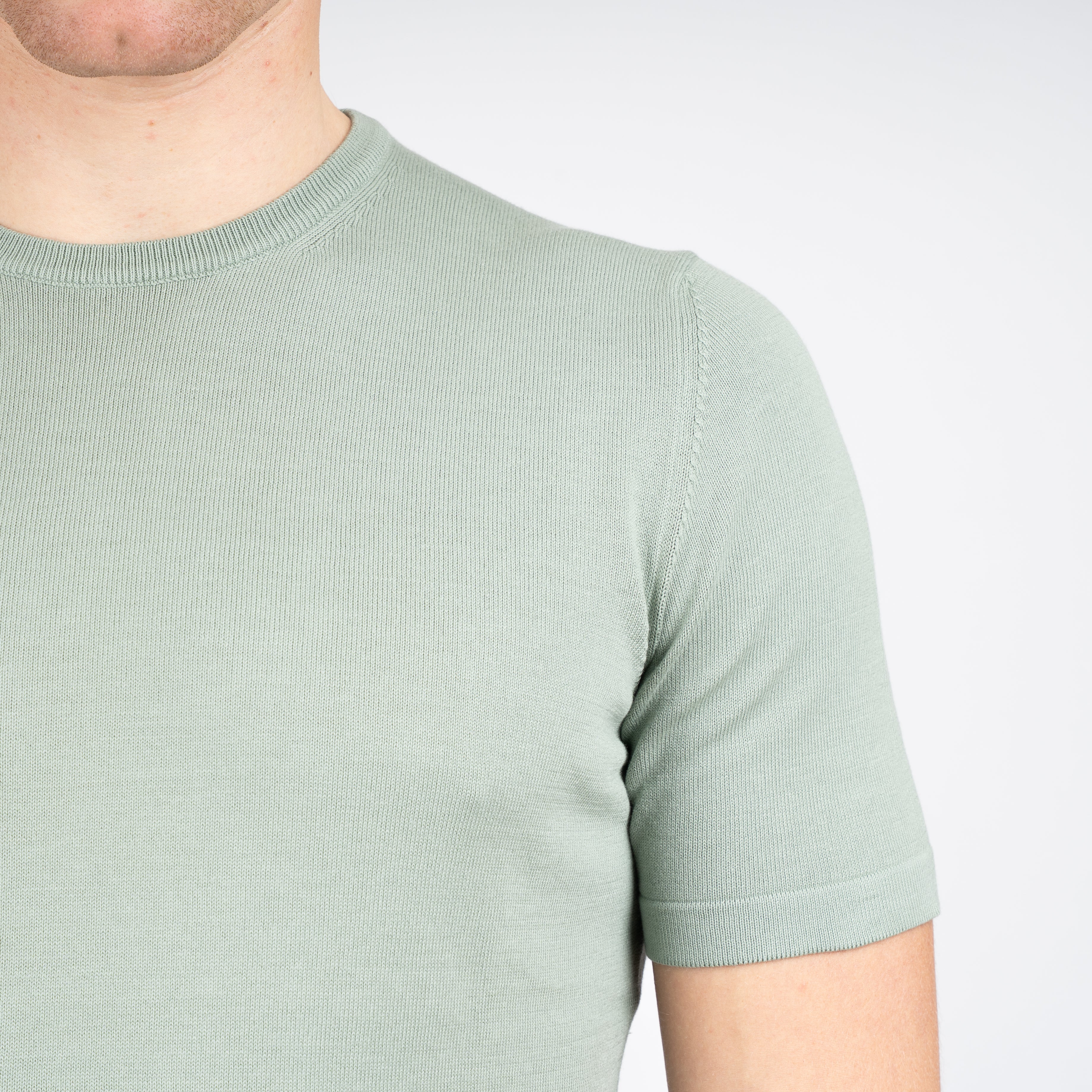 Gran Sasso Gebreid T-Shirt Groen | Egyptian Cotton