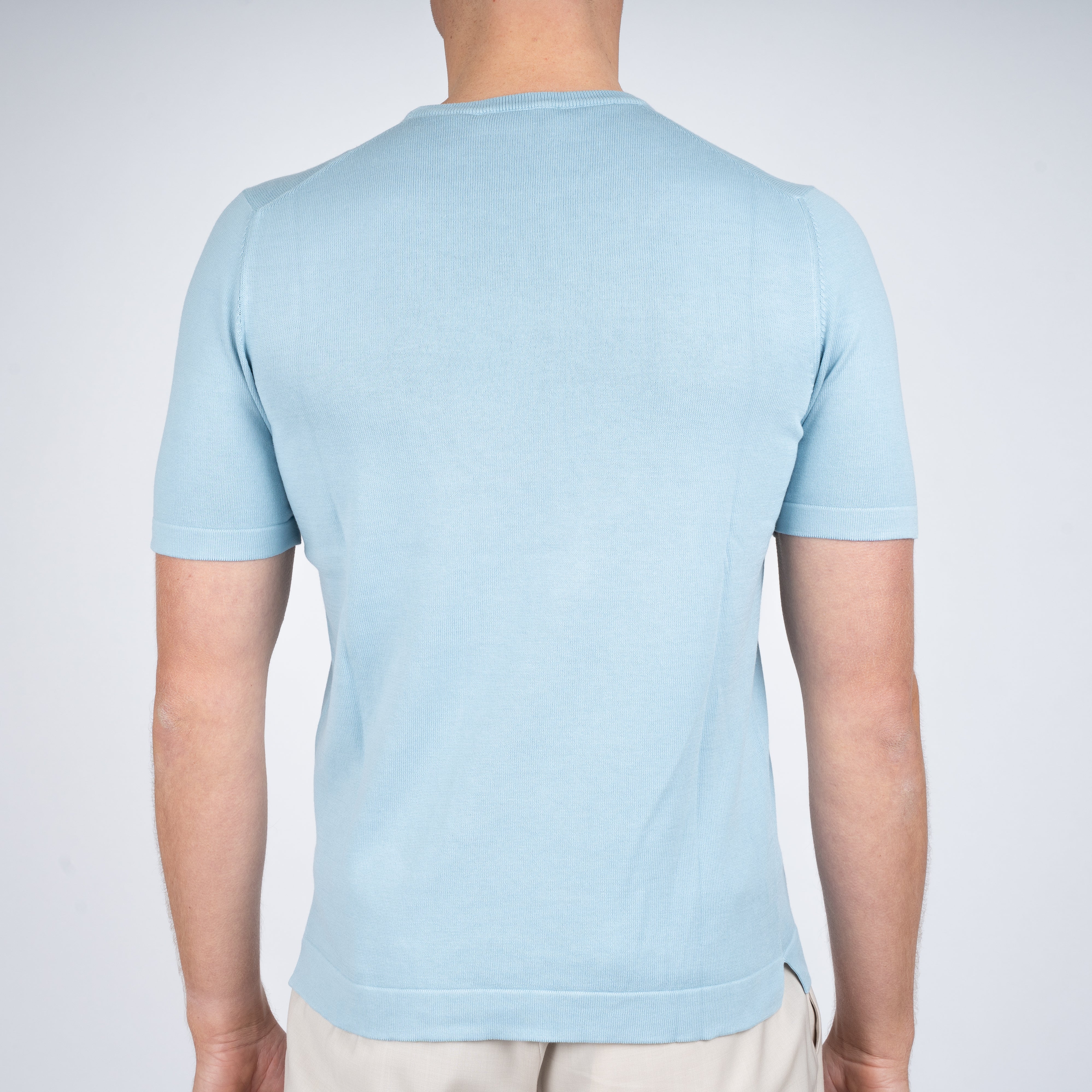Gran Sasso Gebreid T-Shirt Lichtblauw | Egyptian Cotton