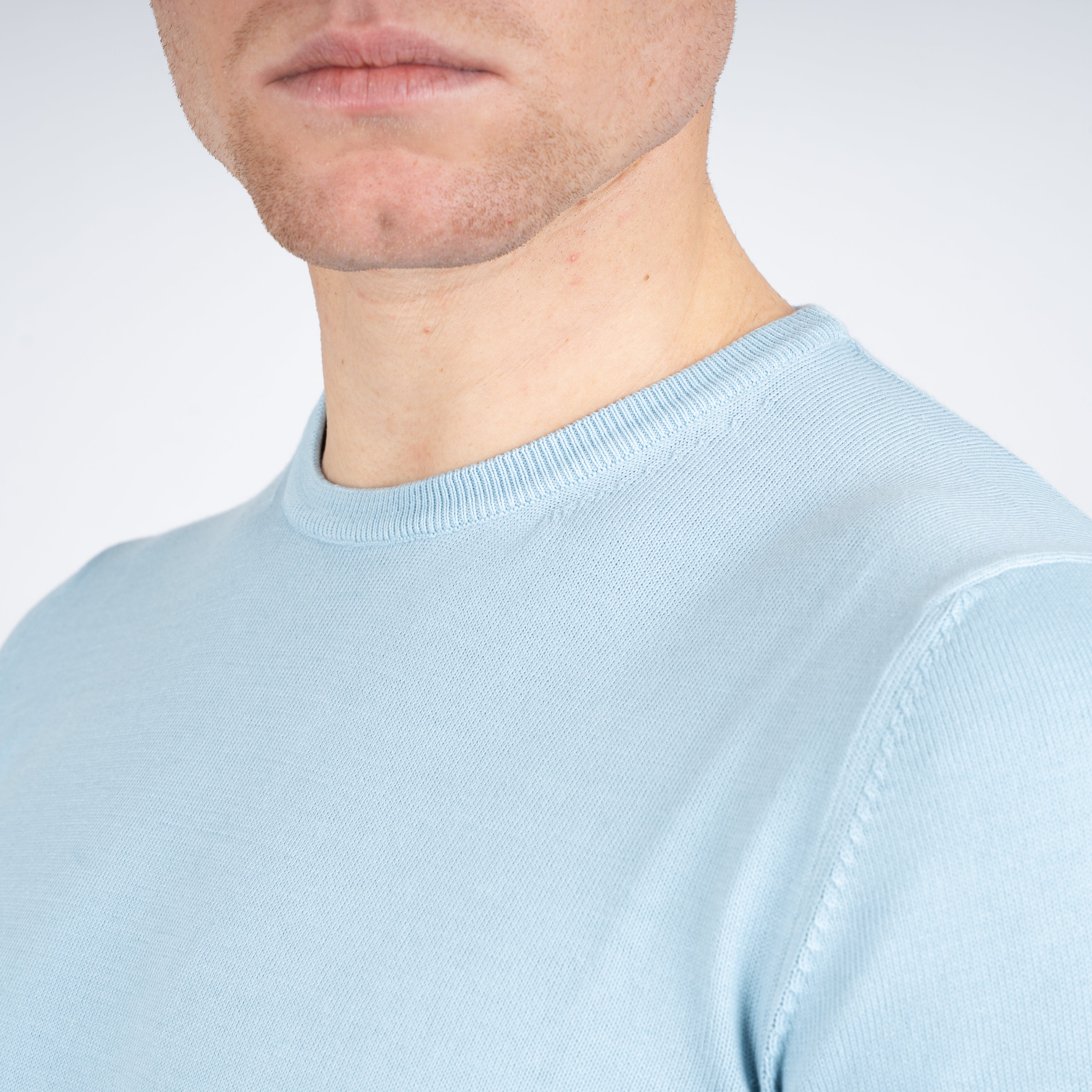 Gran Sasso Gebreid T-Shirt Lichtblauw | Egyptian Cotton