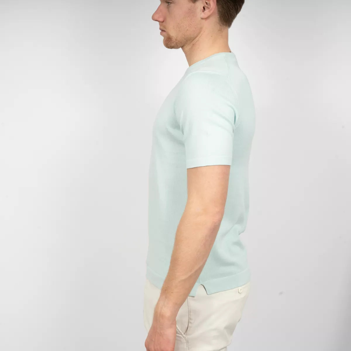 Gran Sasso T-Shirt Aquablauw | Egyptian Giza Cotton Knit