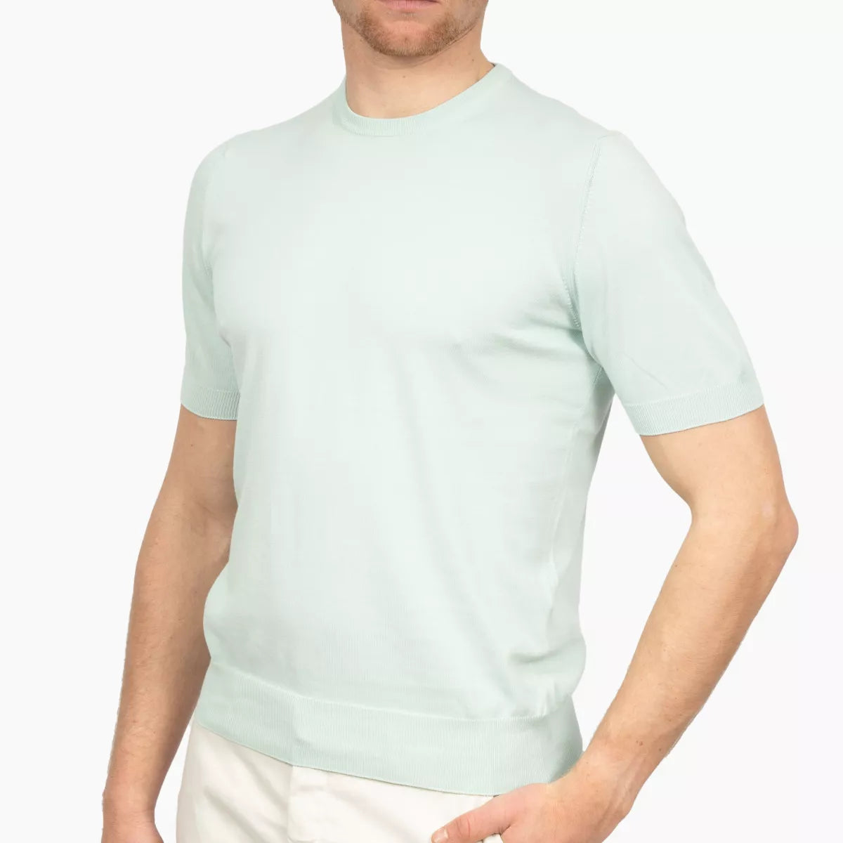 Gran Sasso T-Shirt Aquablauw | Organic Cotton Knit