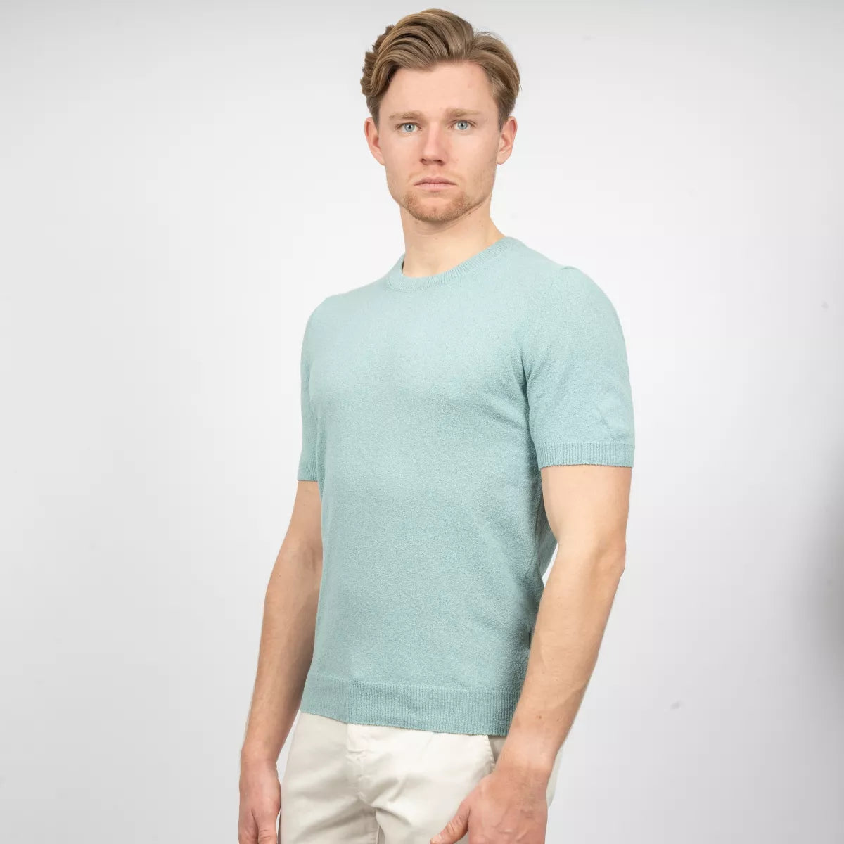 Gran Sasso T-Shirt Aquablauw | Boucle Knit