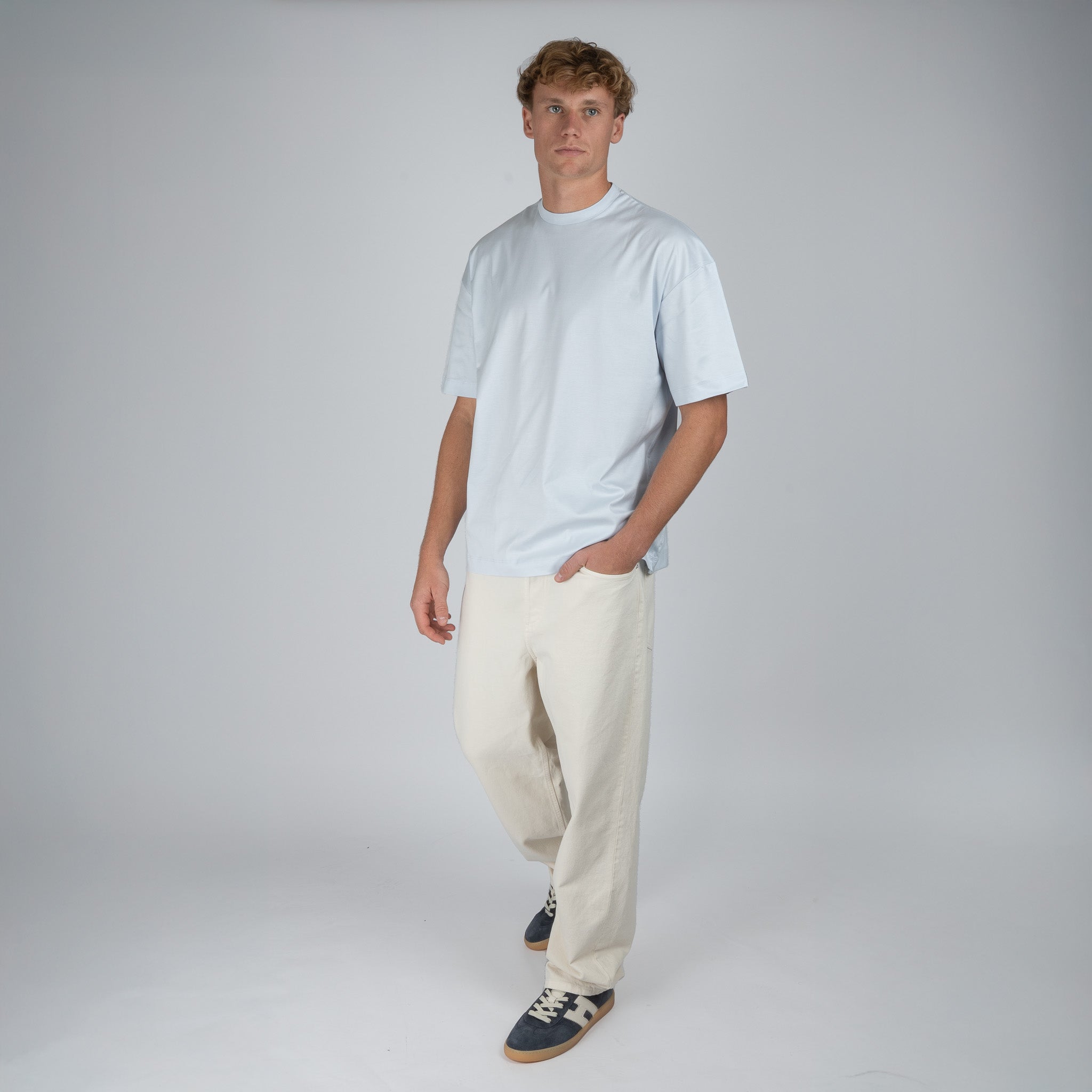 Valenza T-Shirt Lichtblauw | Interlock Supima Oversized