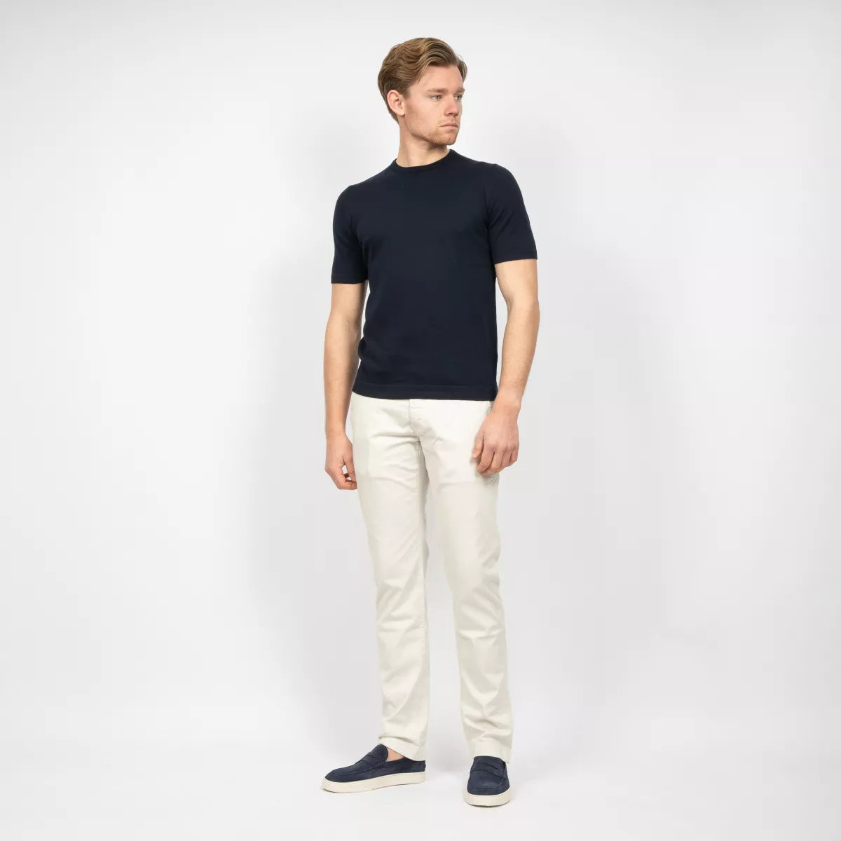 Gran Sasso T-Shirt Donkerblauw | Egyptian Giza Cotton Knit