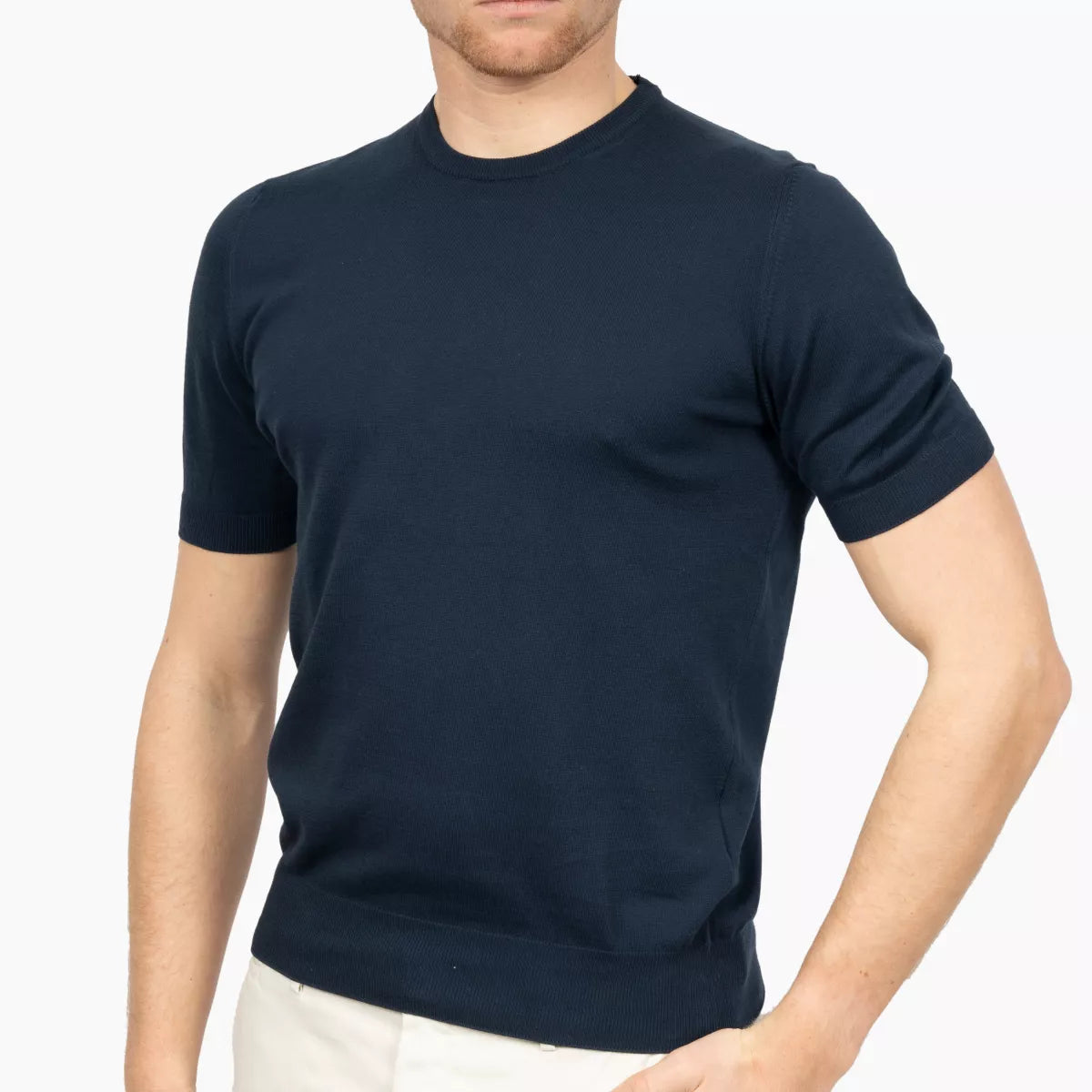 Gran Sasso T-Shirt Donkerblauw | Organic Cotton Knit