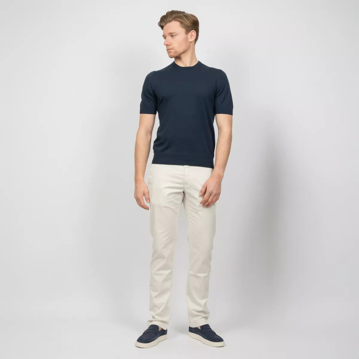 Gran Sasso T-Shirt Donkerblauw | Organic Cotton Knit