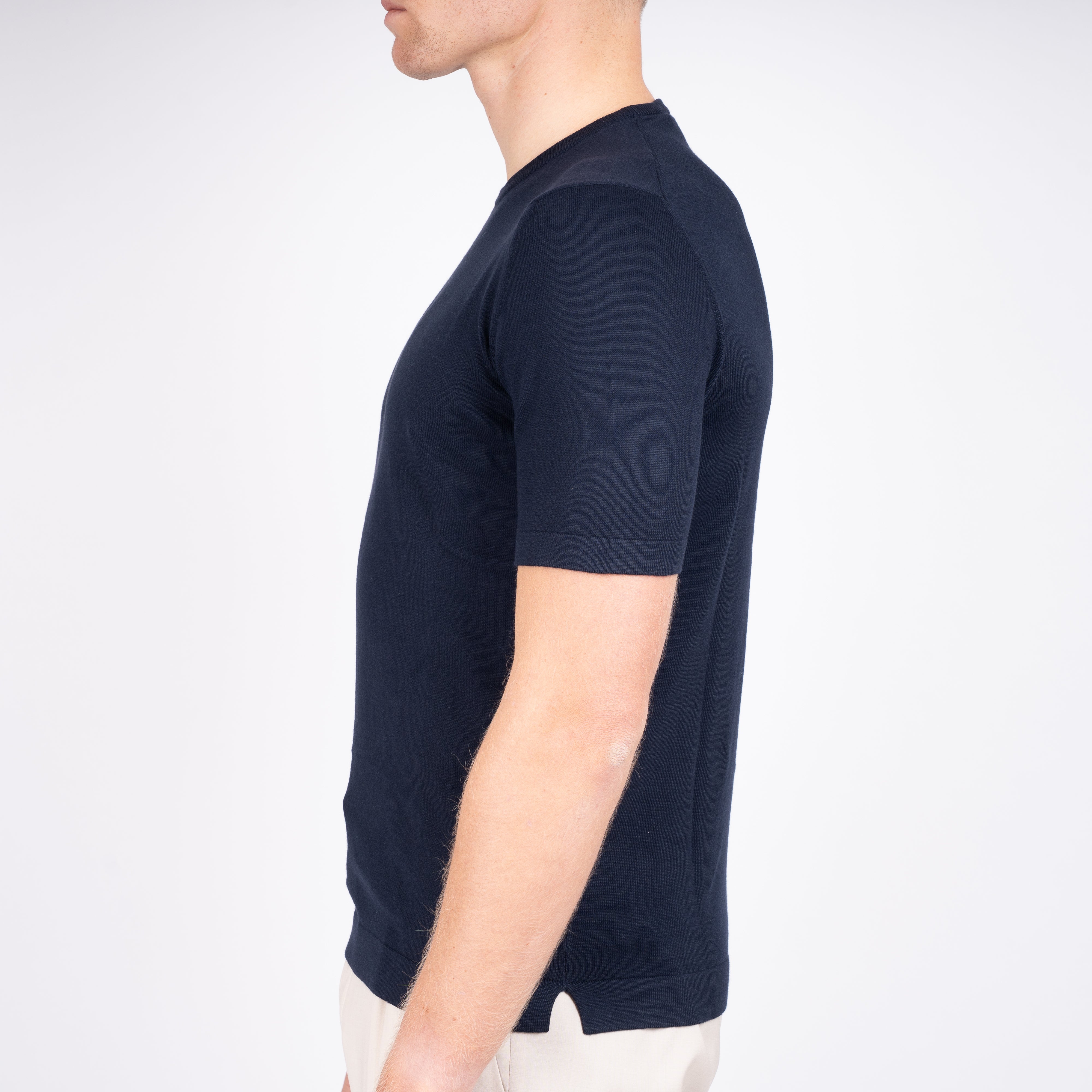 Gran Sasso Gebreid T-Shirt Donkerblauw | Egyptian Cotton