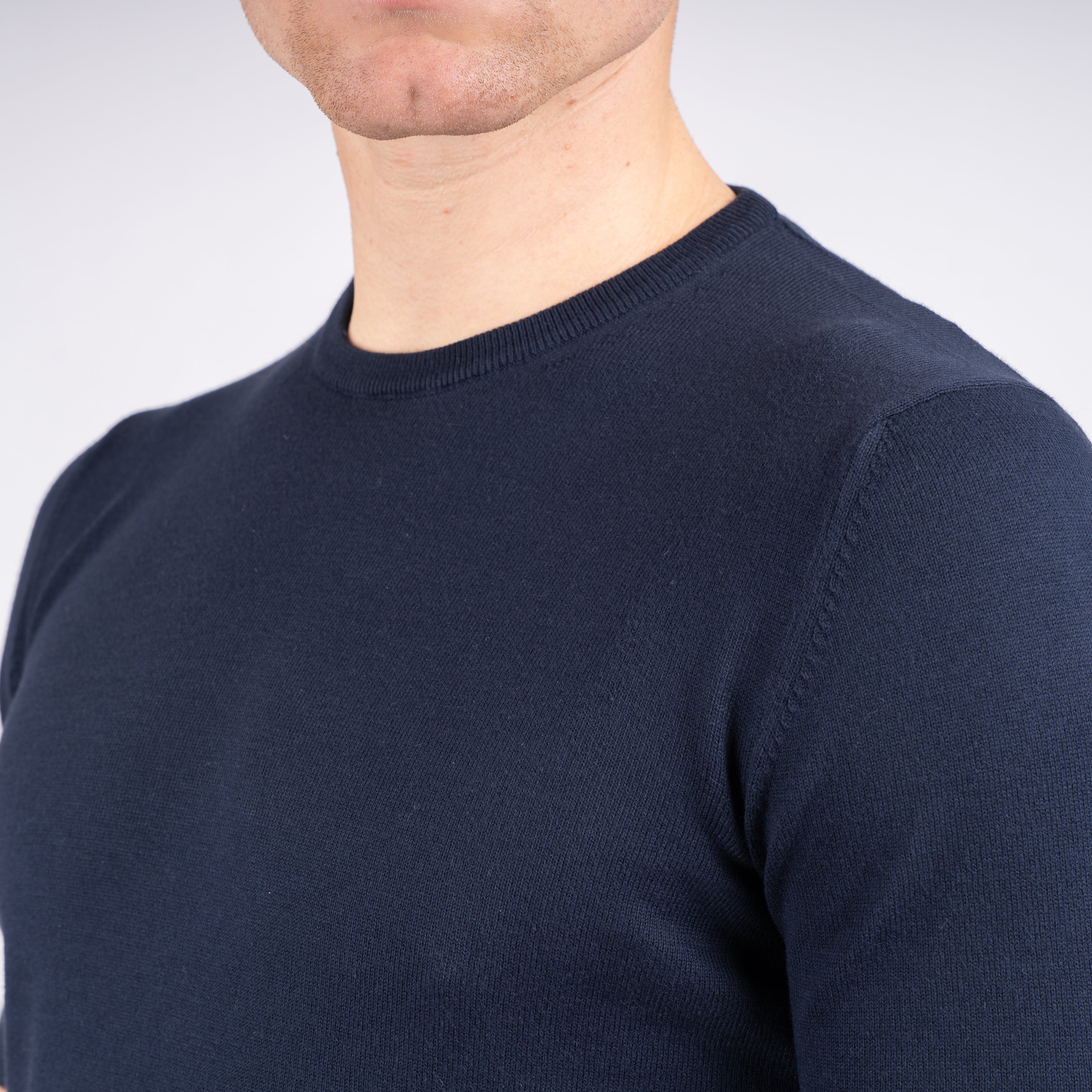 Gran Sasso Gebreid T-Shirt Donkerblauw | Egyptian Cotton