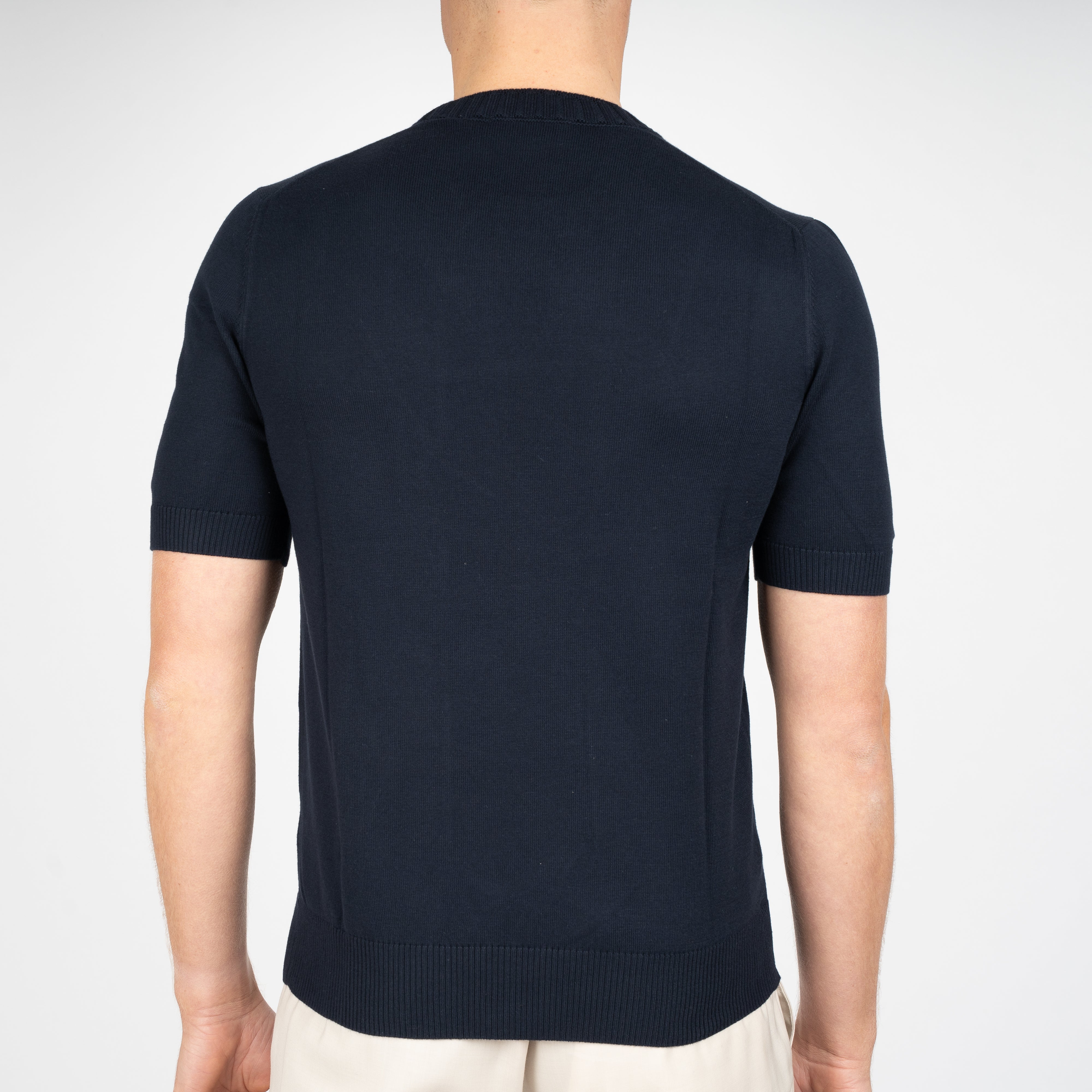 Gran Sasso Gebreid T-Shirt Donkerblauw | Egyptian Cotton