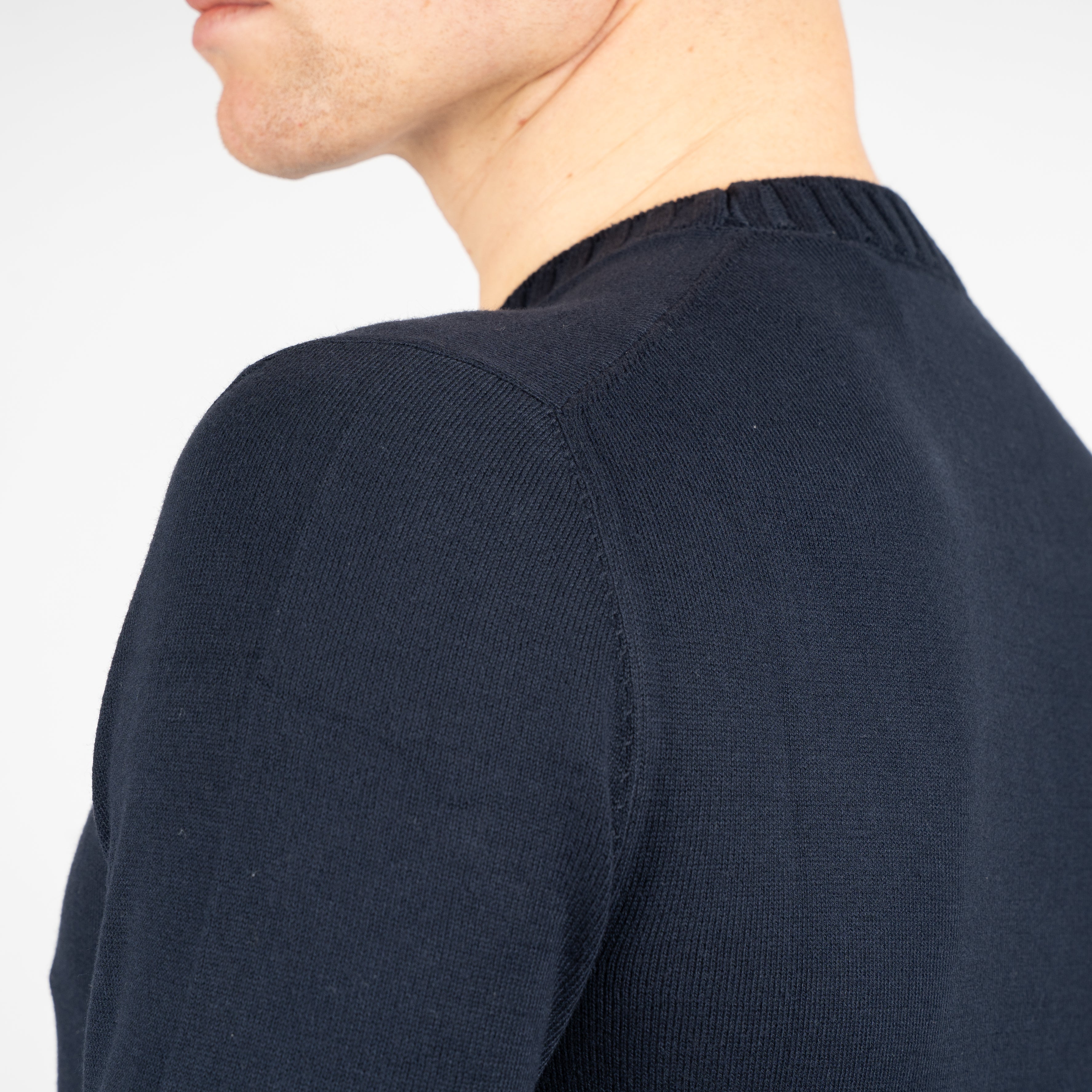 Gran Sasso Gebreid T-Shirt Donkerblauw | Egyptian Cotton